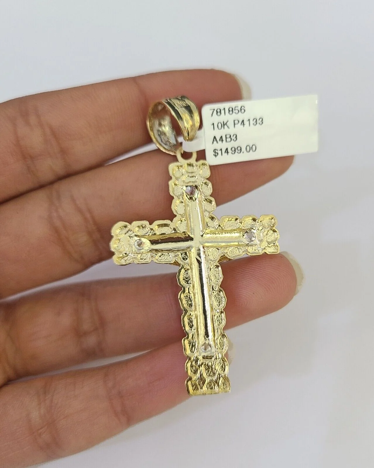 10k Solid Gold Cuban Curb Chain Jesus Cross Pendant 6mm 20"-30" SET Necklace - Image 7