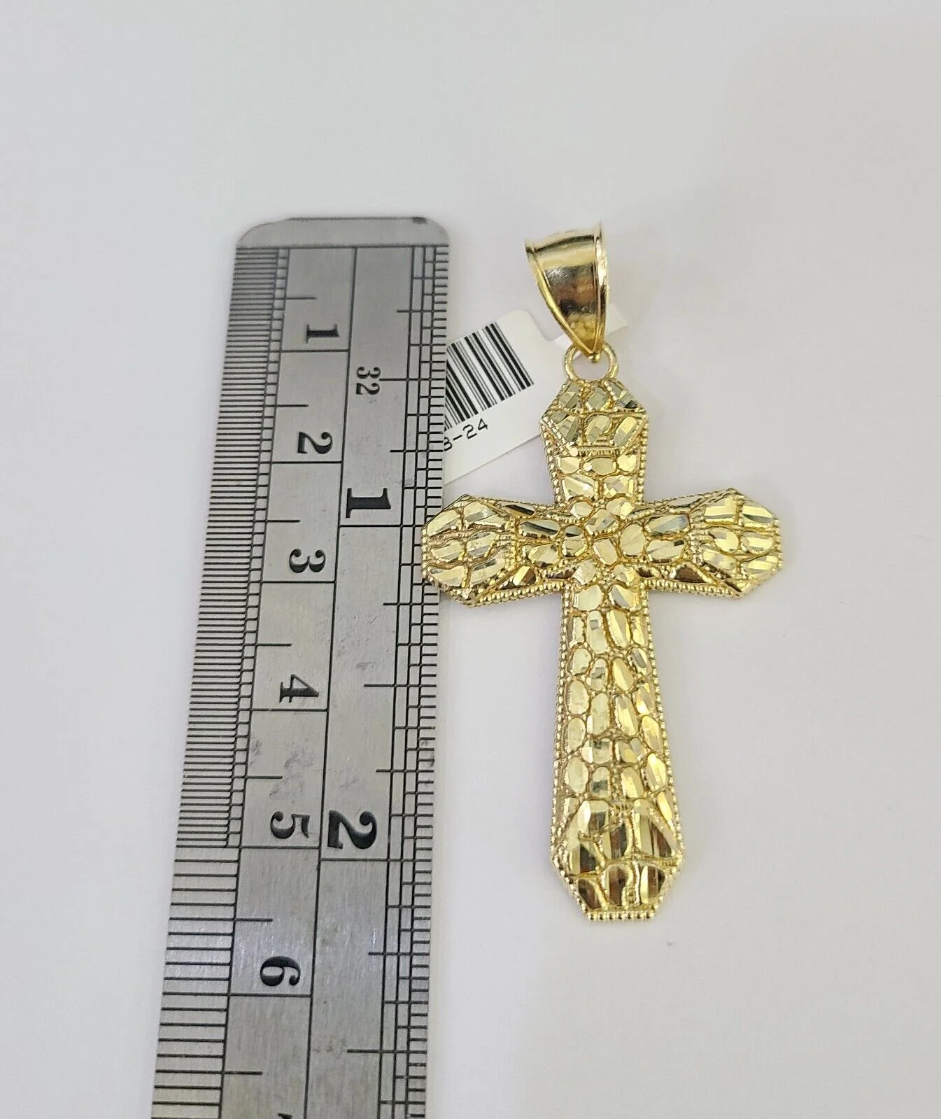 10k Solid Gold Cuban Curb Chain Jesus Cross Pendant 6mm 20"-30" SET Necklace - Image 4