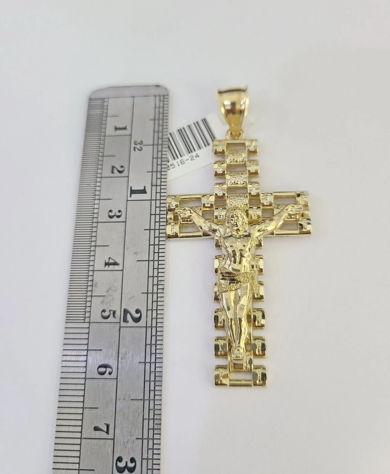 10k Solid Gold Cuban Curb Chain Jesus Cross Pendant 6mm 20"-30" SET Necklace - Image 5