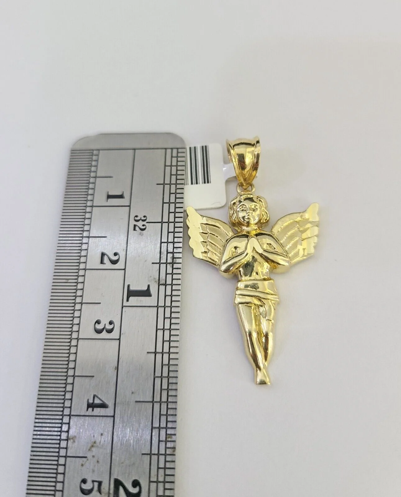 10k Solid Gold Cuban Curb Chain Praying Angel Pendant 2mm 18"-24" SET Necklace - Image 2