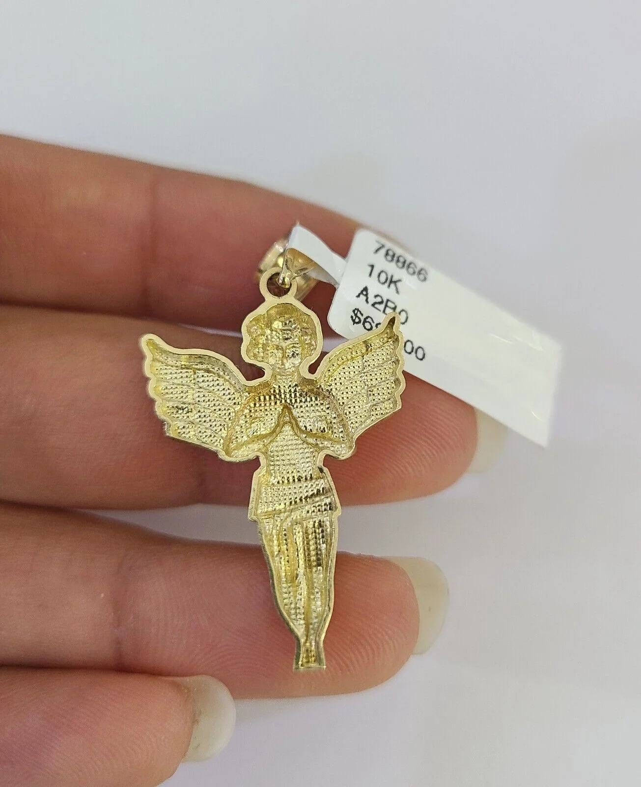 10k Solid Gold Cuban Curb Chain Praying Angel Pendant 2mm 18"-24" SET Necklace - Image 8