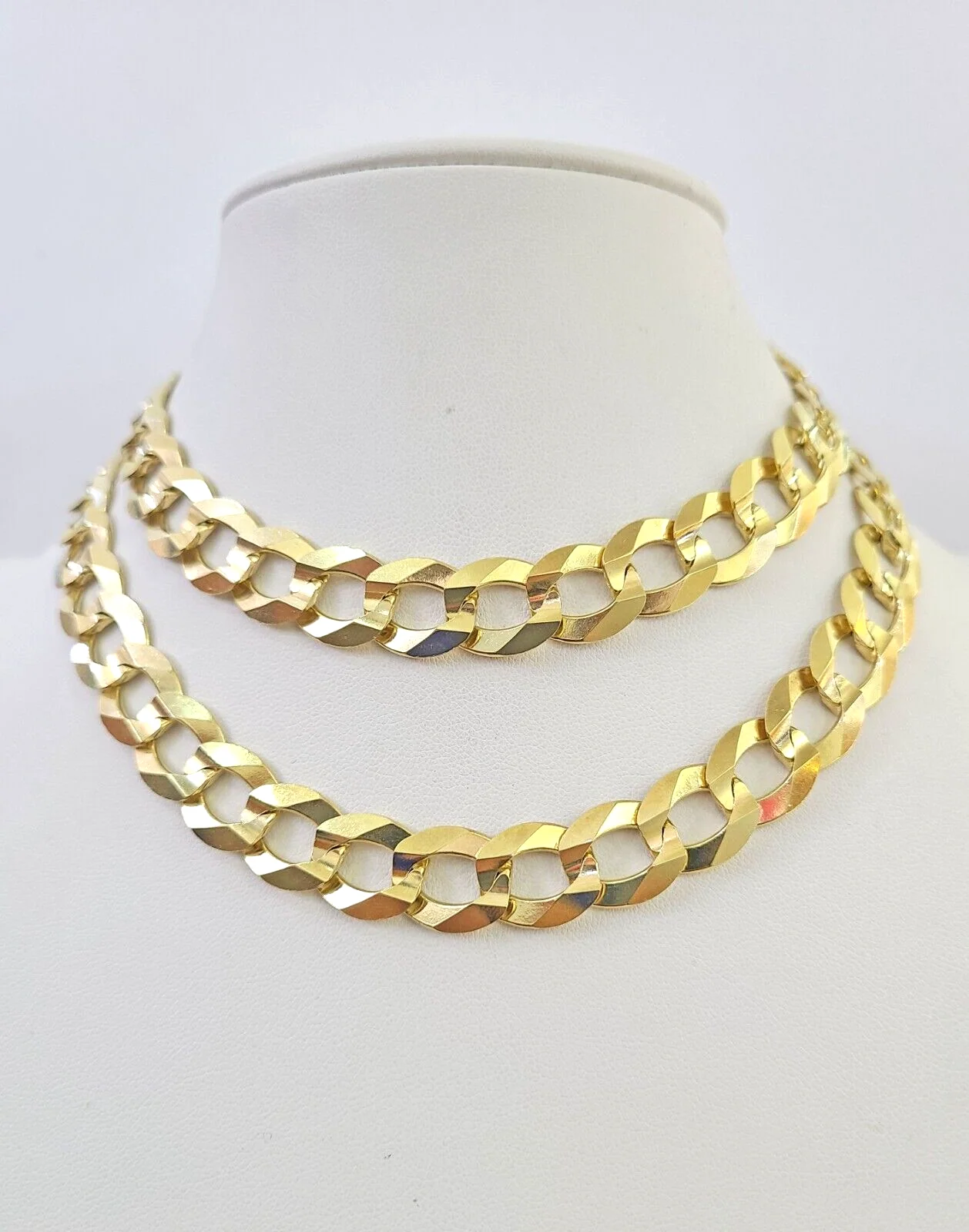 10k Solid Gold Cuban Curb Link Chain 12mm 28" Real Yellow Gold Real Necklace
