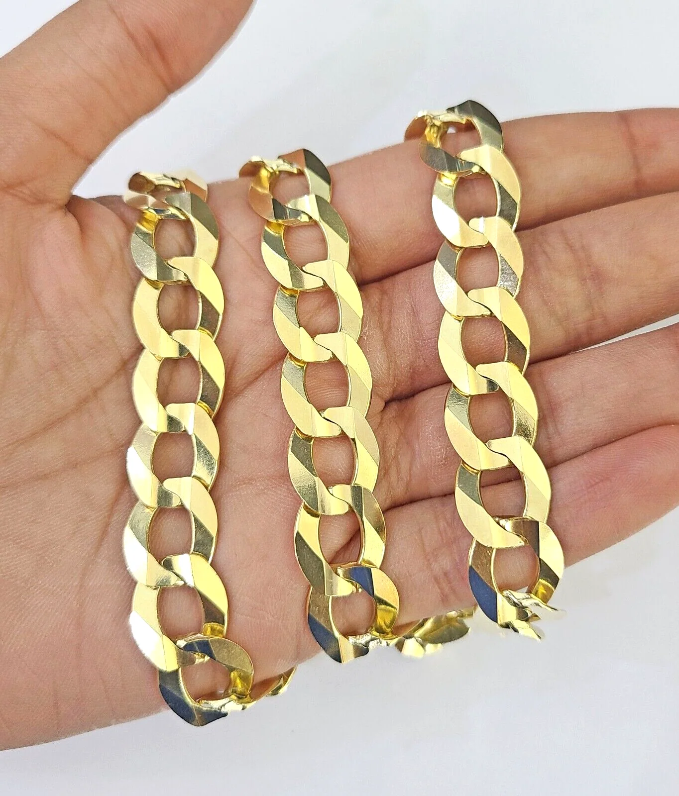10k Solid Gold Cuban Curb Link Chain 12mm 28" Real Yellow Gold Real Necklace - Image 2