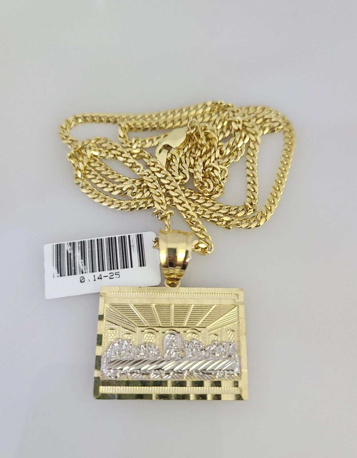 10K Solid Gold Miami Cuban Chain SET Last Supper Pendant Charm 18"-26" 2.5mm - Image 5