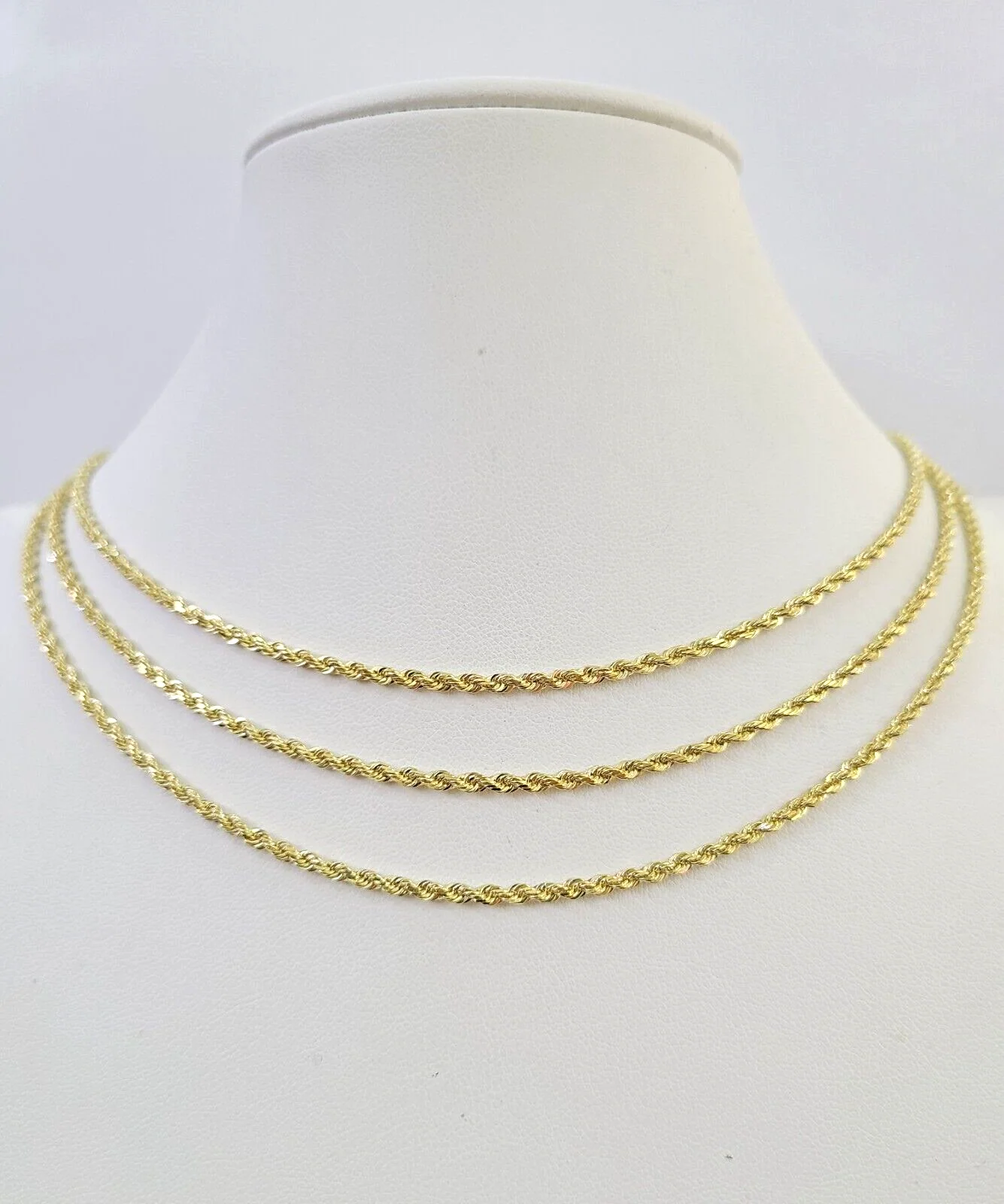 10k Solid Real Rope Chain Necklace 2.5mm 16"-24" Yellow Gold Men Women Genuine - Image 2