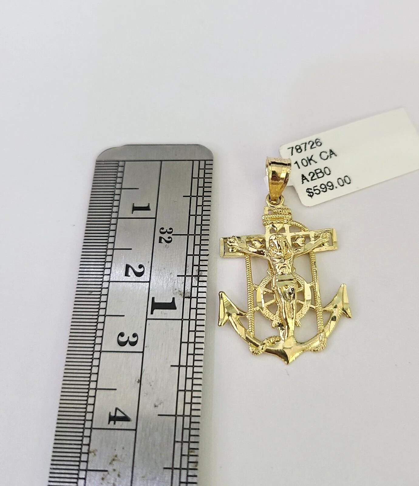 10k Solid Rope Chain 2mm Jesus Anchor Pendant Charm Necklace SET 18-22 in Ladies - Image 4