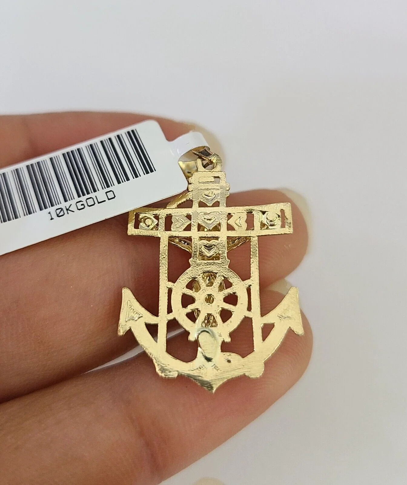 10k Solid Rope Chain 2mm Jesus Anchor Pendant Charm Necklace SET 18-22 in Ladies - Image 7