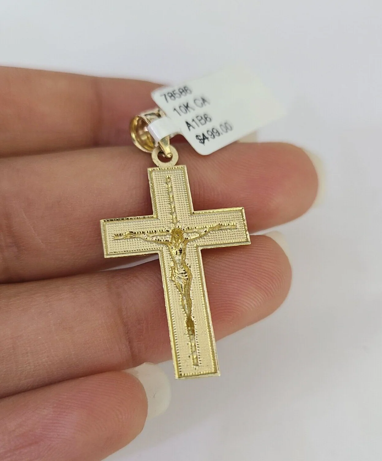 10k Solid Rope Chain 2mm Jesus Crucifix Cross Pendant Charm Necklace SET 18-24" - Image 7