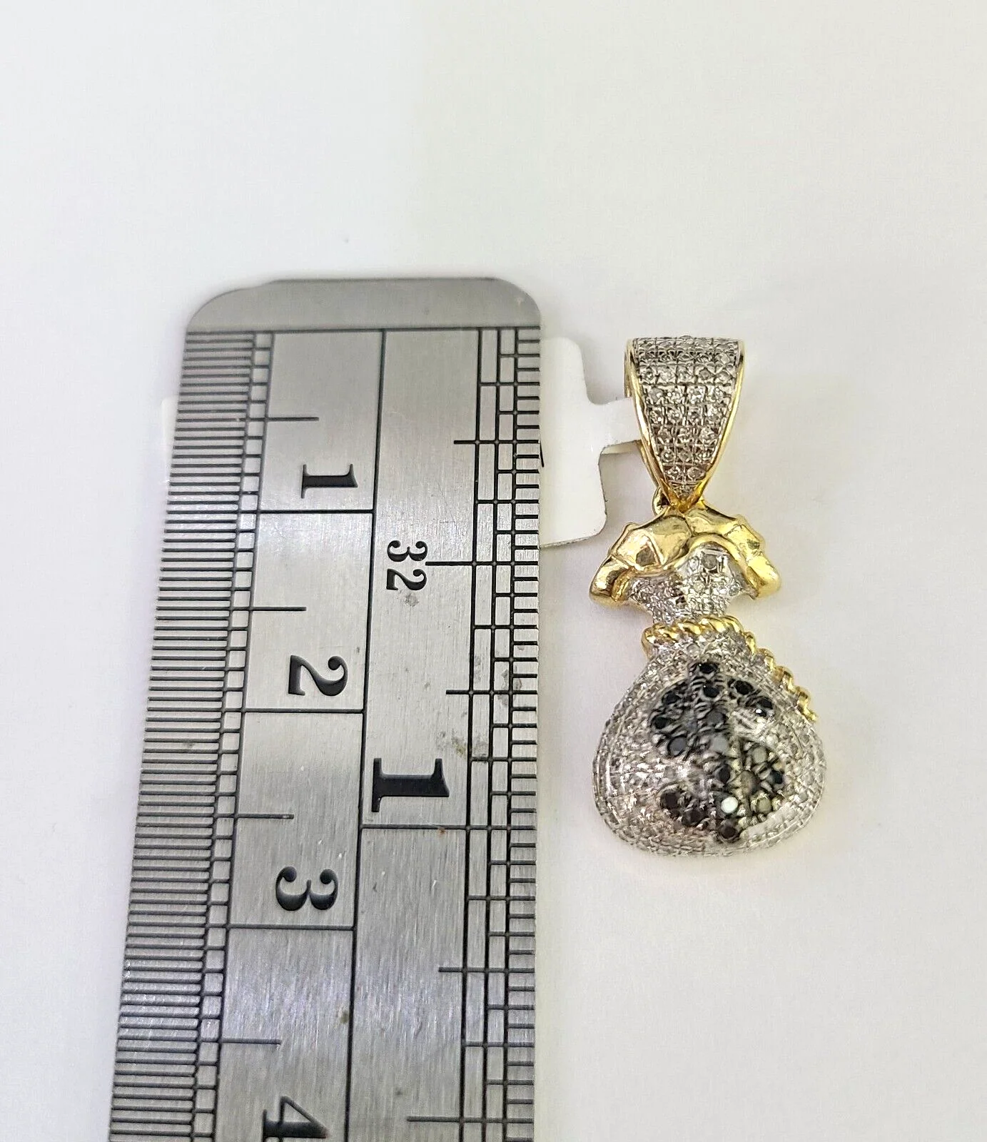 10k Solid Rope Chain 2mm Money Bag Diamond Pendant Charm Necklace SET 18-22 in - Image 3