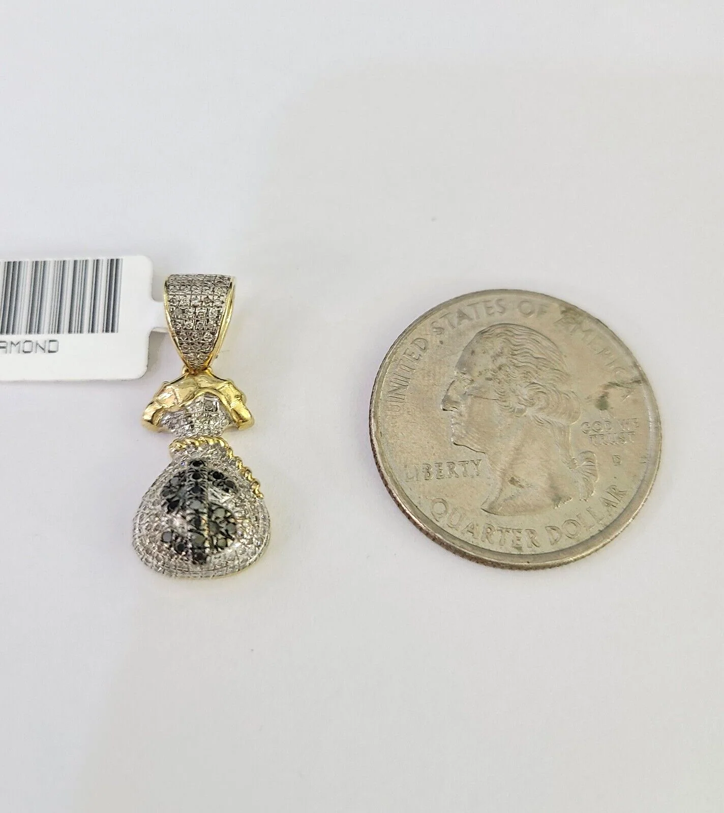 10k Solid Rope Chain 2mm Money Bag Diamond Pendant Charm Necklace SET 18-22 in - Image 5