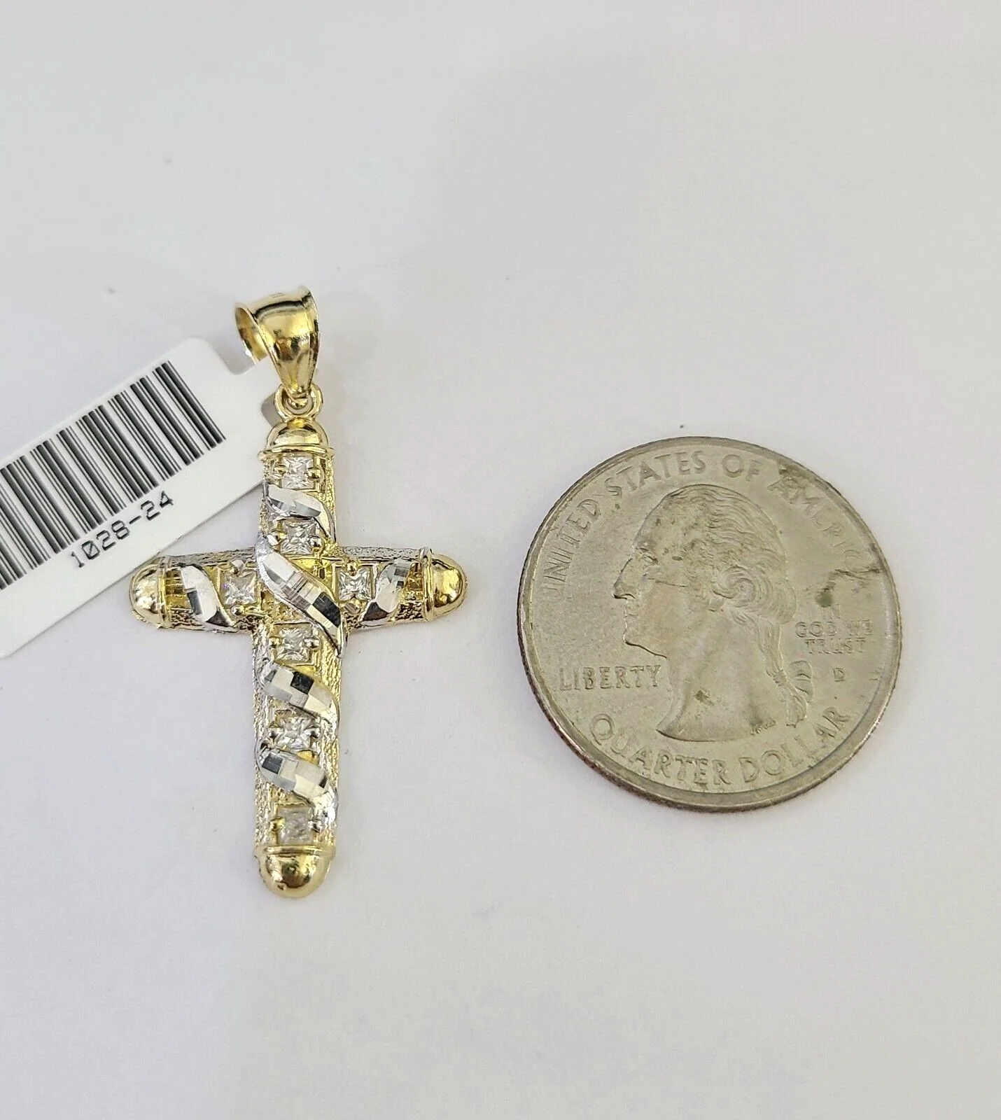 10k Solid Rope Chain 2mm Necklace Jesus Cross Pendant Charm SET 18-24 in - Image 5