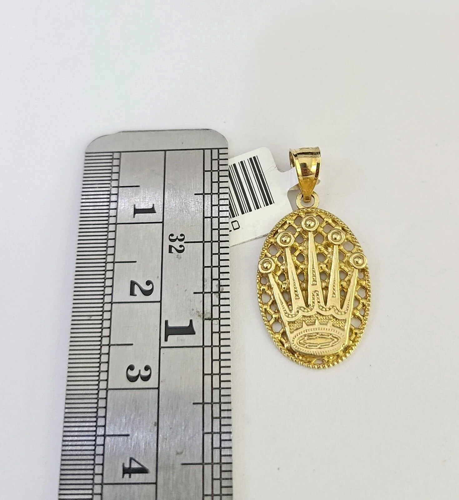 10k Solid Rope Chain Crown Pendant Charm Necklace 18-24" SET 2mm - Image 2