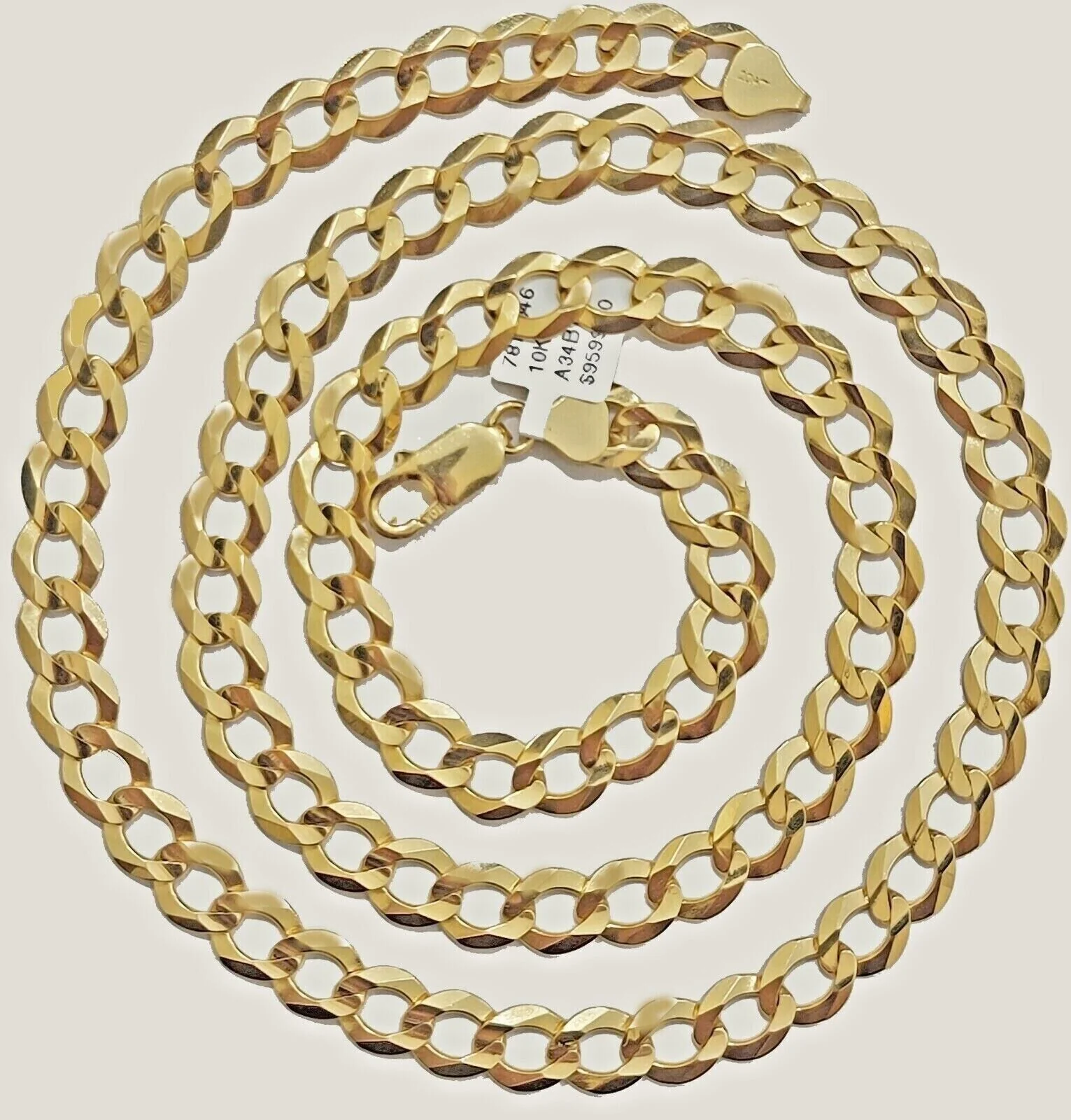 10K Solid Yellow Gold 9mm Cuban Curb Link Chain Necklace 24 Inch Mens, Real 10kt - Image 8