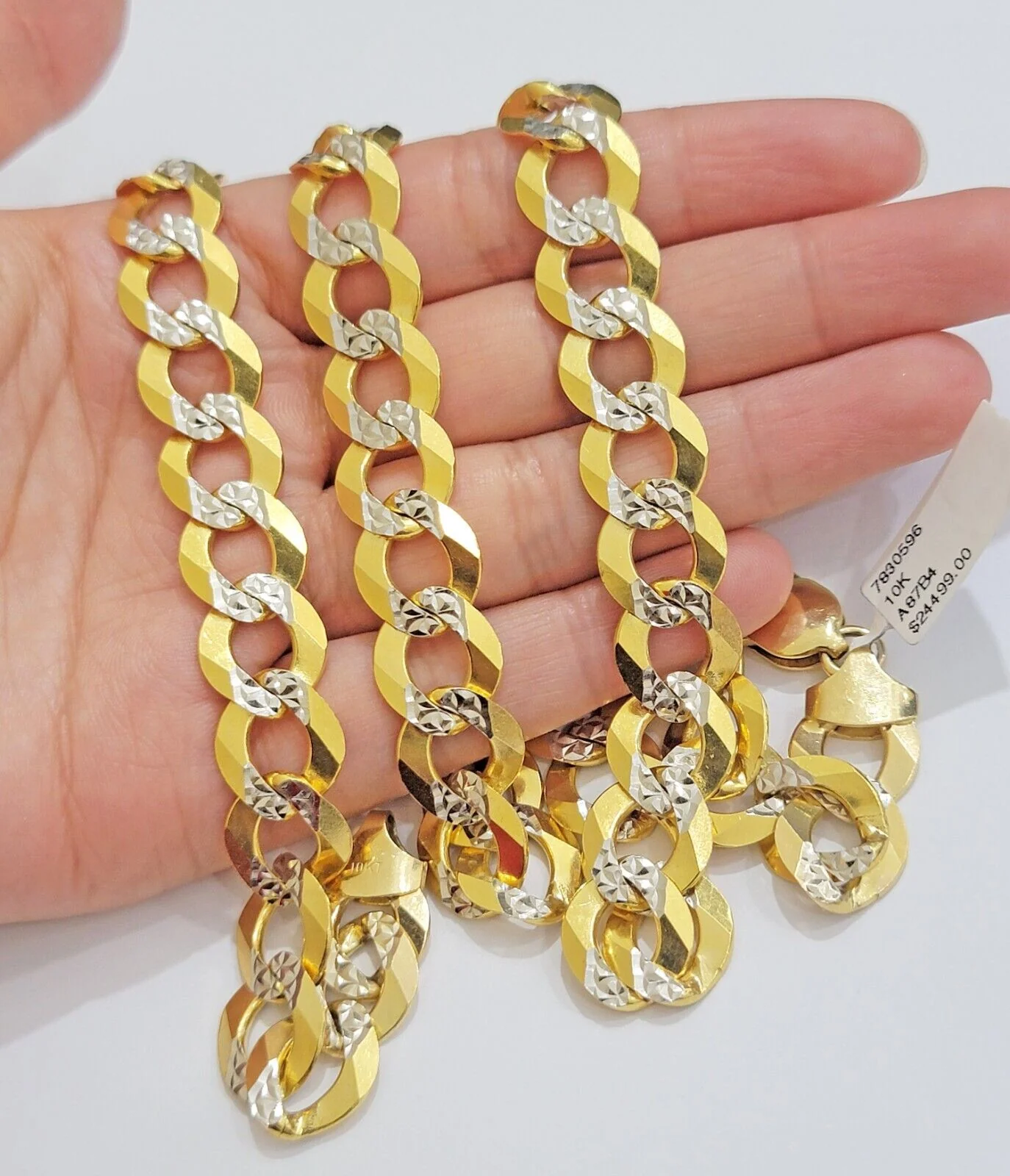 10K Solid Yellow Gold Cuban Curb Chain 12mm Diamond Cut Necklace 30'' Inches - Image 3