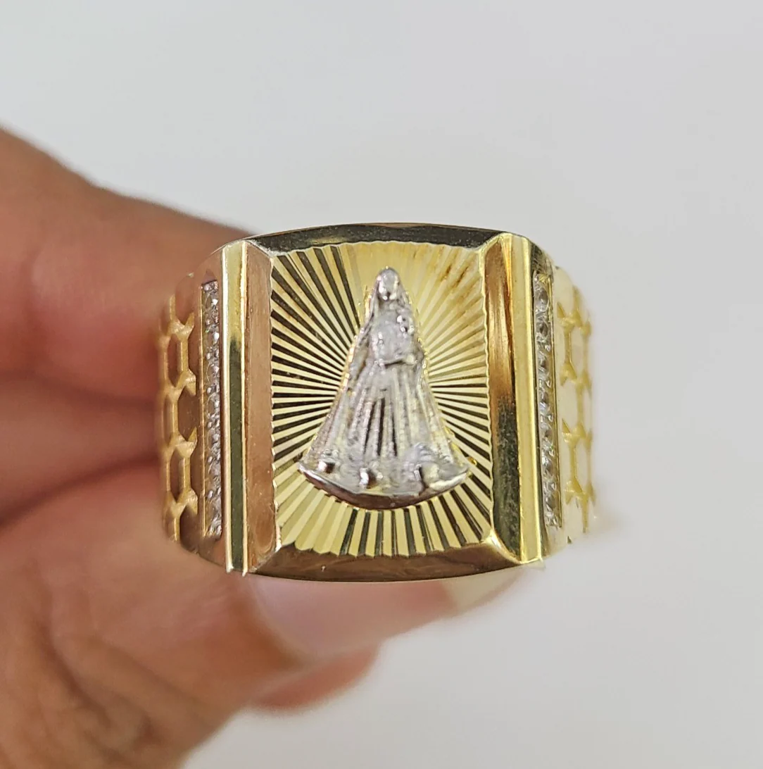 10k Virgin Mary Ring Casual Band Yellow Gold Genuine Brand New Religious All Sizes
