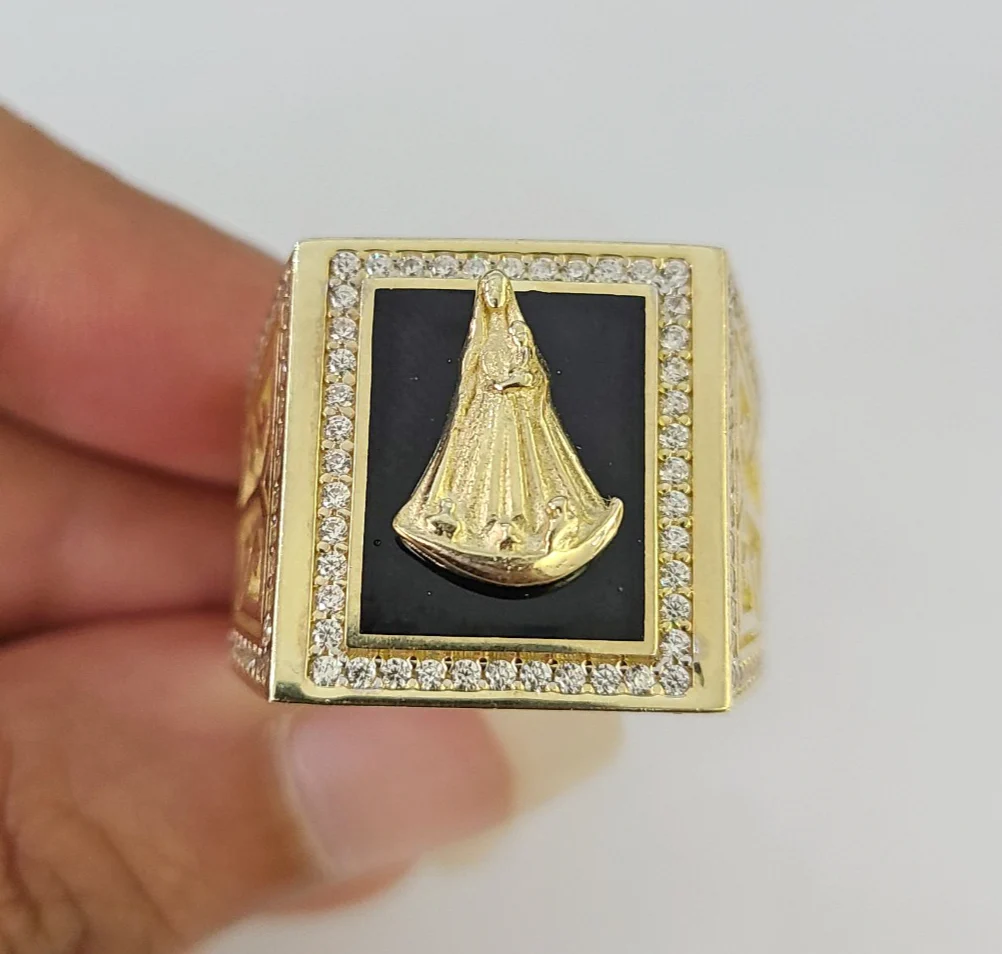 10k Virgin Mary Ring Casual Band Yellow Gold Genuine Brand New Religious All Sizes - Image 3