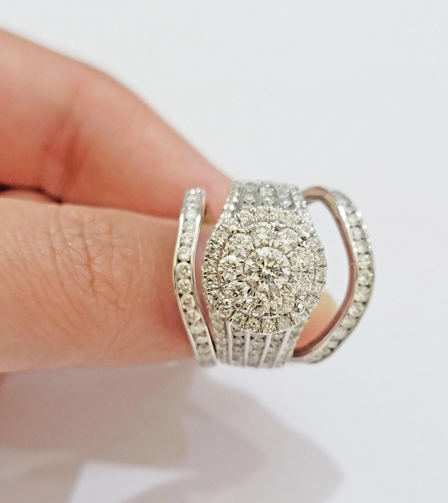 10k White Gold Diamond Ring & Band Ladies 3CTW Wedding Engagement Solid REAL - Image 4
