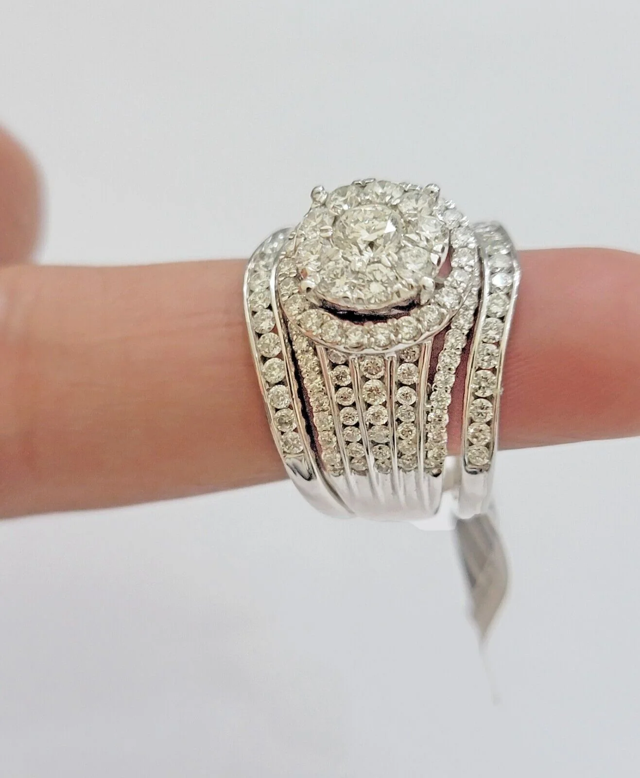 10k White Gold Diamond Ring & Band Ladies 3CTW Wedding Engagement Solid REAL - Image 8