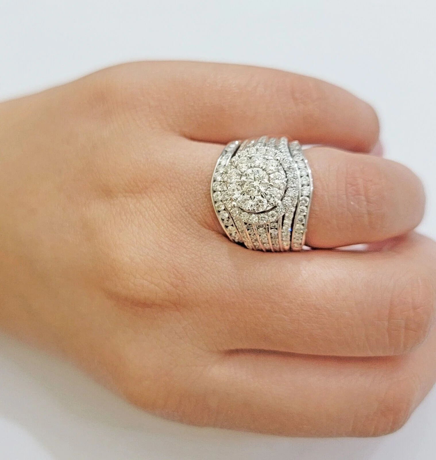 10k White Gold Diamond Ring Band Set Ladies 3CTW Wedding Engagement Solid REAL - Image 5