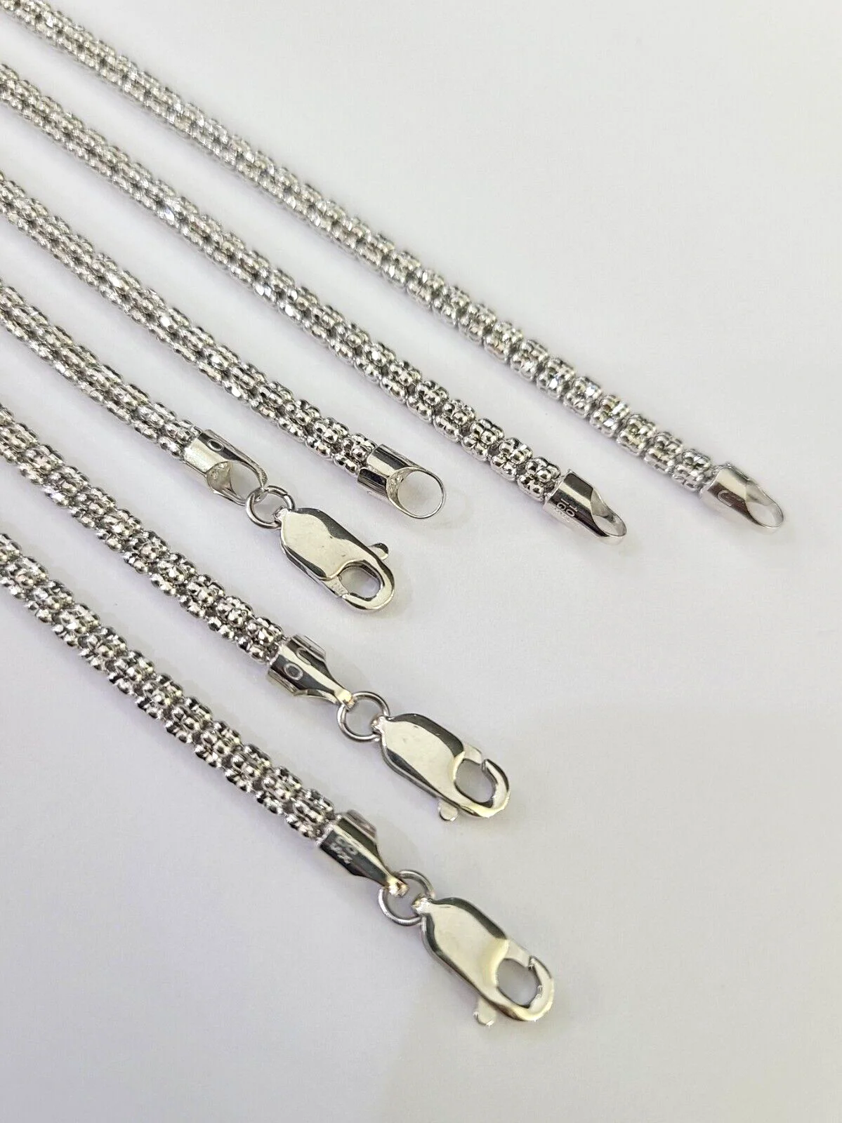 10k White Gold Iced Chain 3.5mm Diamond Cut Necklace 20" 22" 24" 10Kt - Image 4