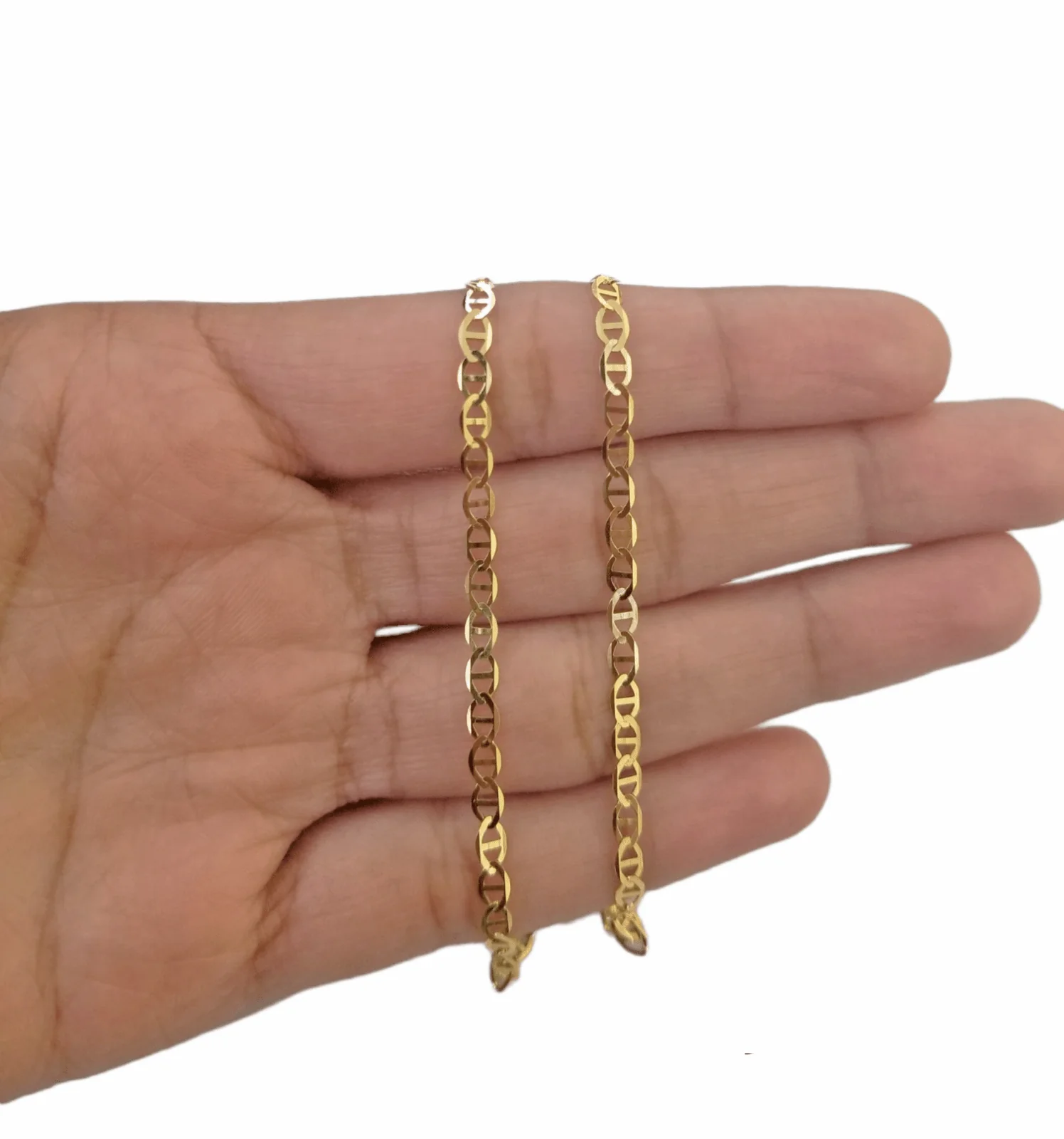 10K Yellow Gold 3mm Mariner Anchor Link Bracelet 8" Inch Lobster Lock - Image 5