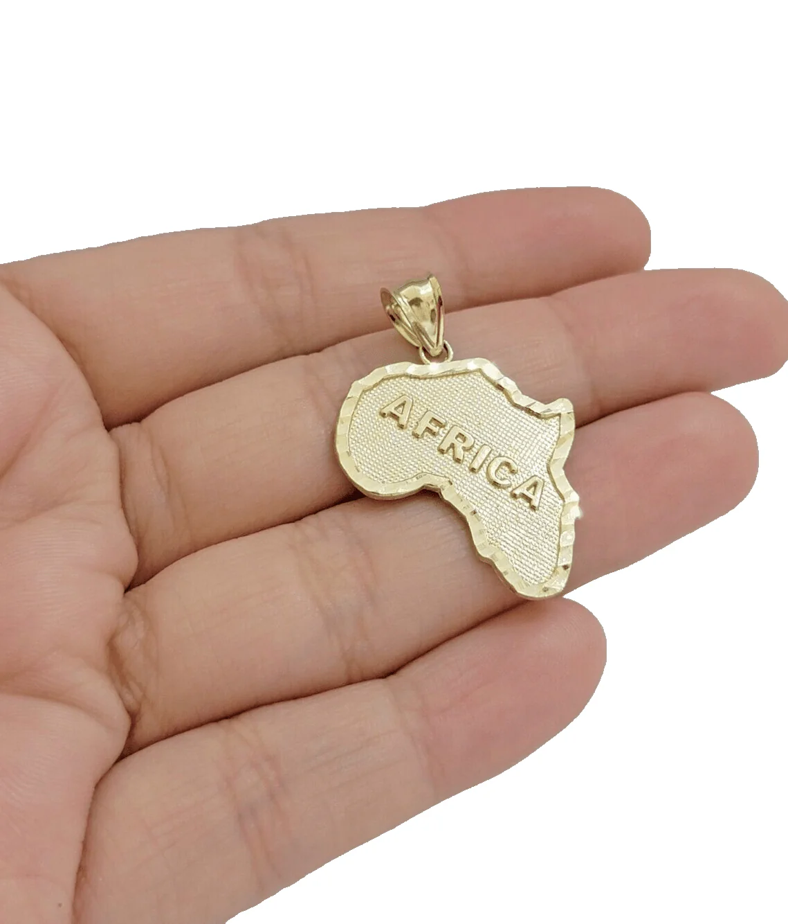 10k Yellow Gold Africa Map Charm Rope Chain 20 Inch Necklace Pendant SET - Image 8