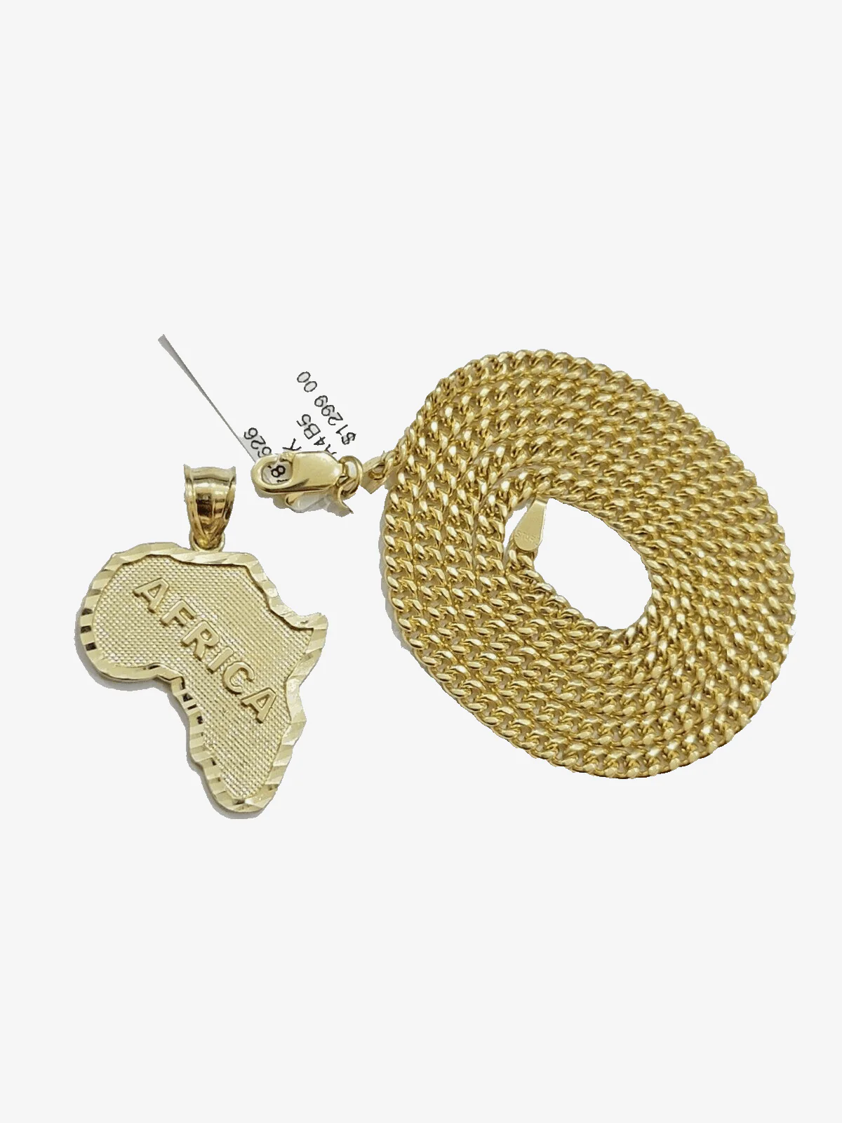 10k Yellow Gold Africa Map Miami Cuban Chain Charm Pendant 18 Inch Necklace - Image 10