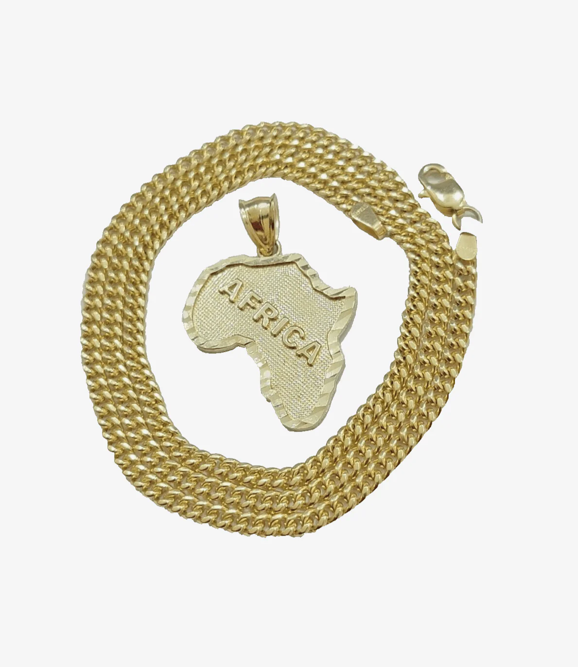 10k Yellow Gold Africa Map Miami Cuban Chain Charm Pendant 18 Inch Necklace - Image 14