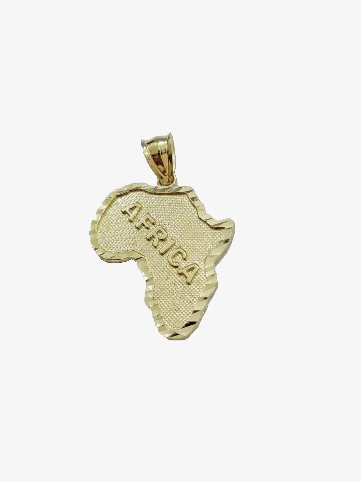 10k Yellow Gold Africa Map Miami Cuban Chain Charm Pendant 18 Inch Necklace - Image 2