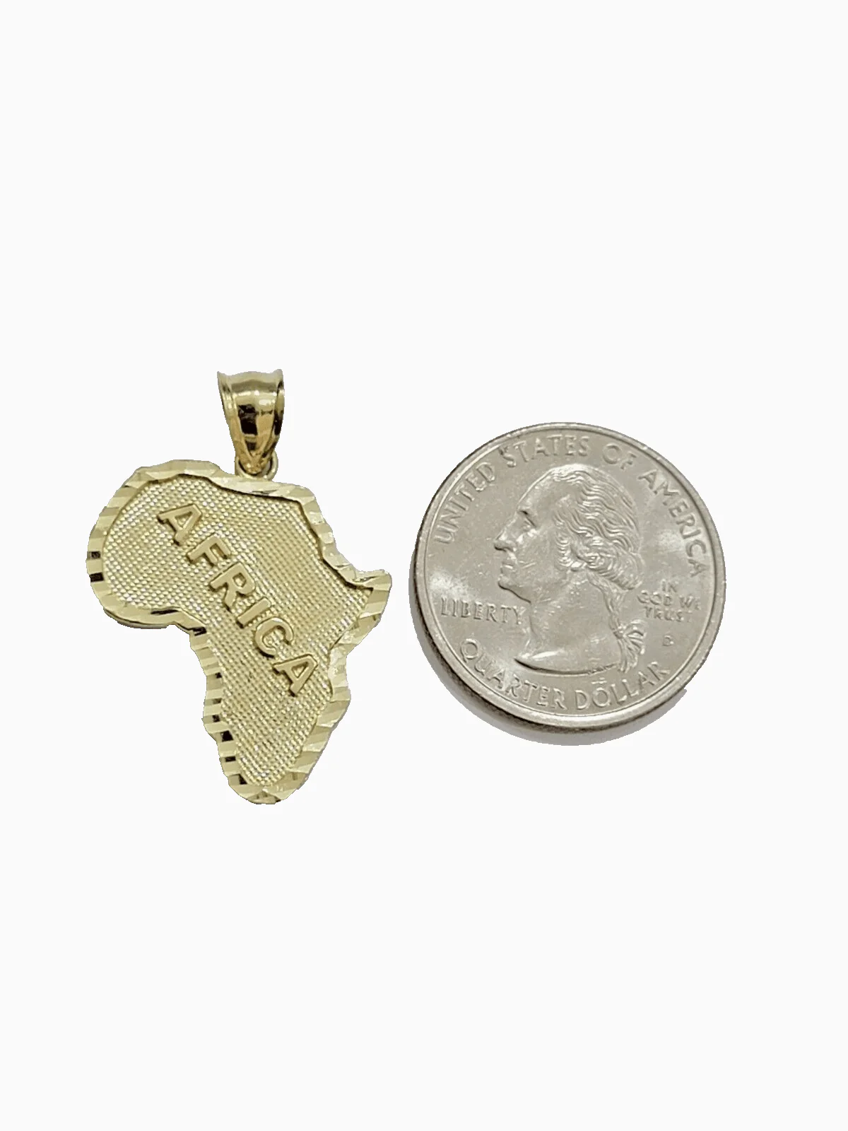 10k Yellow Gold Africa Map Miami Cuban Chain Charm Pendant 18 Inch Necklace - Image 5