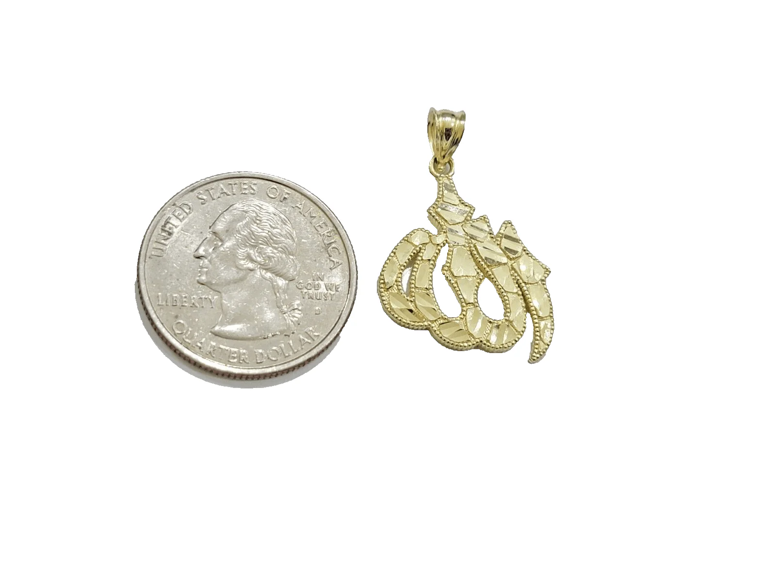 10k Yellow Gold Allah Charm Miami Cuban Chain 18 Inch Necklace 10kt Pendant Real - Image 2