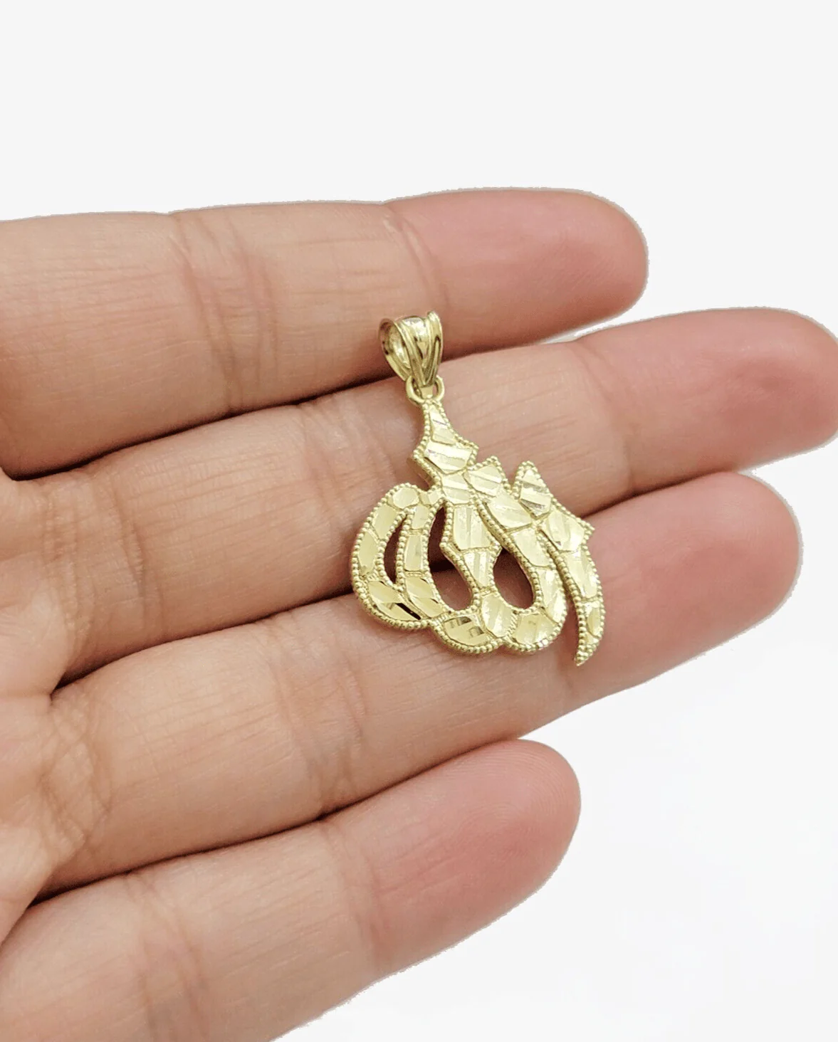 10k Yellow Gold Allah Charm Rope Chain 22 Inch Necklace 10kt Pendant Real - Image 11
