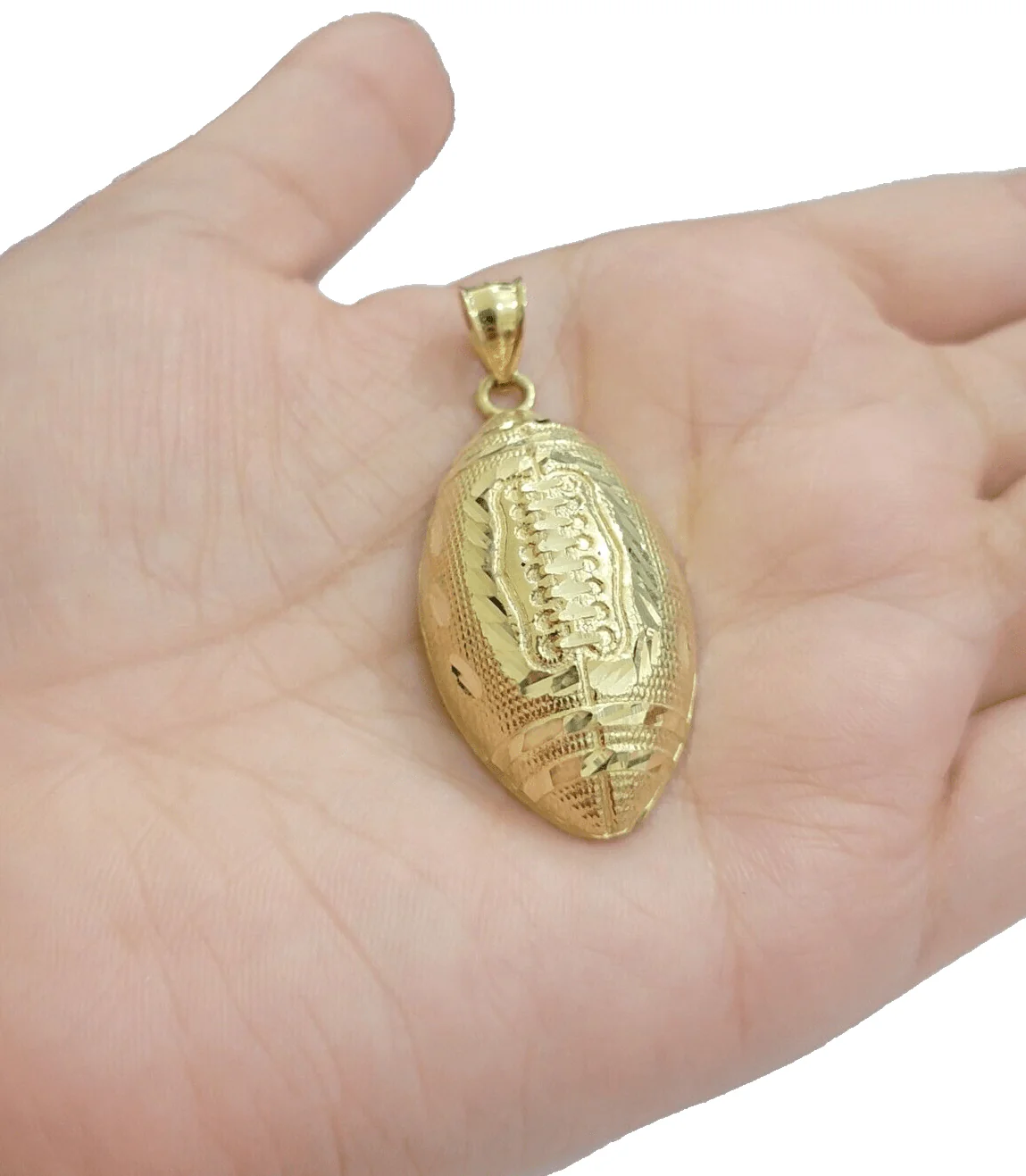 10k Yellow Gold American Football Charm Miami Cuban Chain 4mm 18 Inch Necklace - Image 6