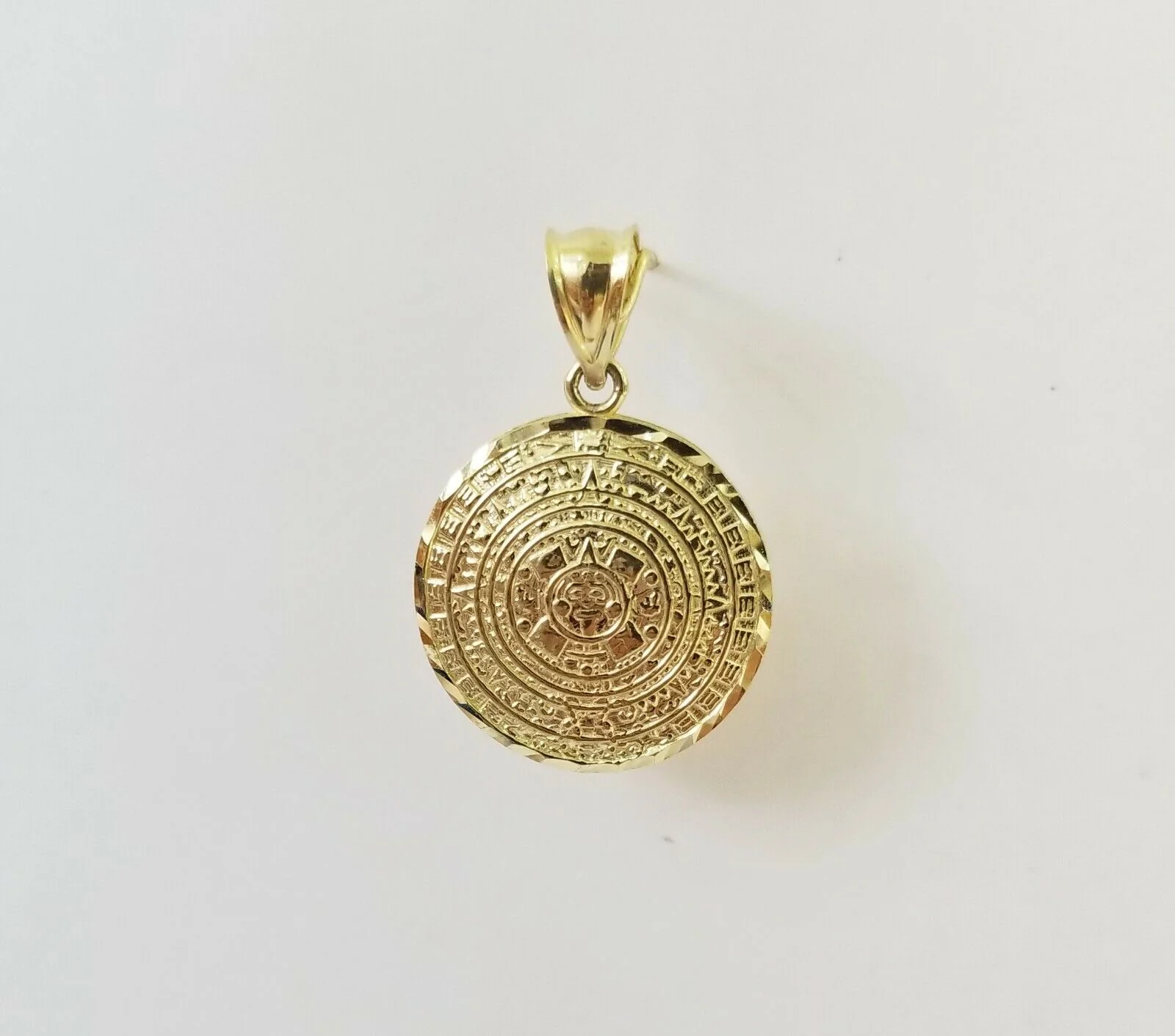 10k Yellow Gold Aztec Calendar Charm Pendant Men Women 10kt Real Gold - Image 3
