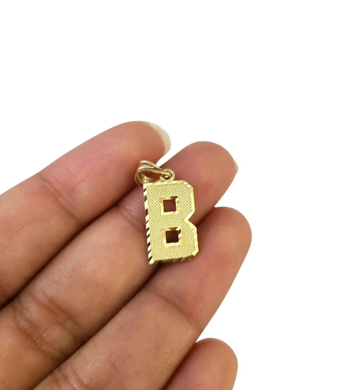 10K Yellow Gold B Initial Charm Pendant Alphabet Real 10kt Men Women - Image 3