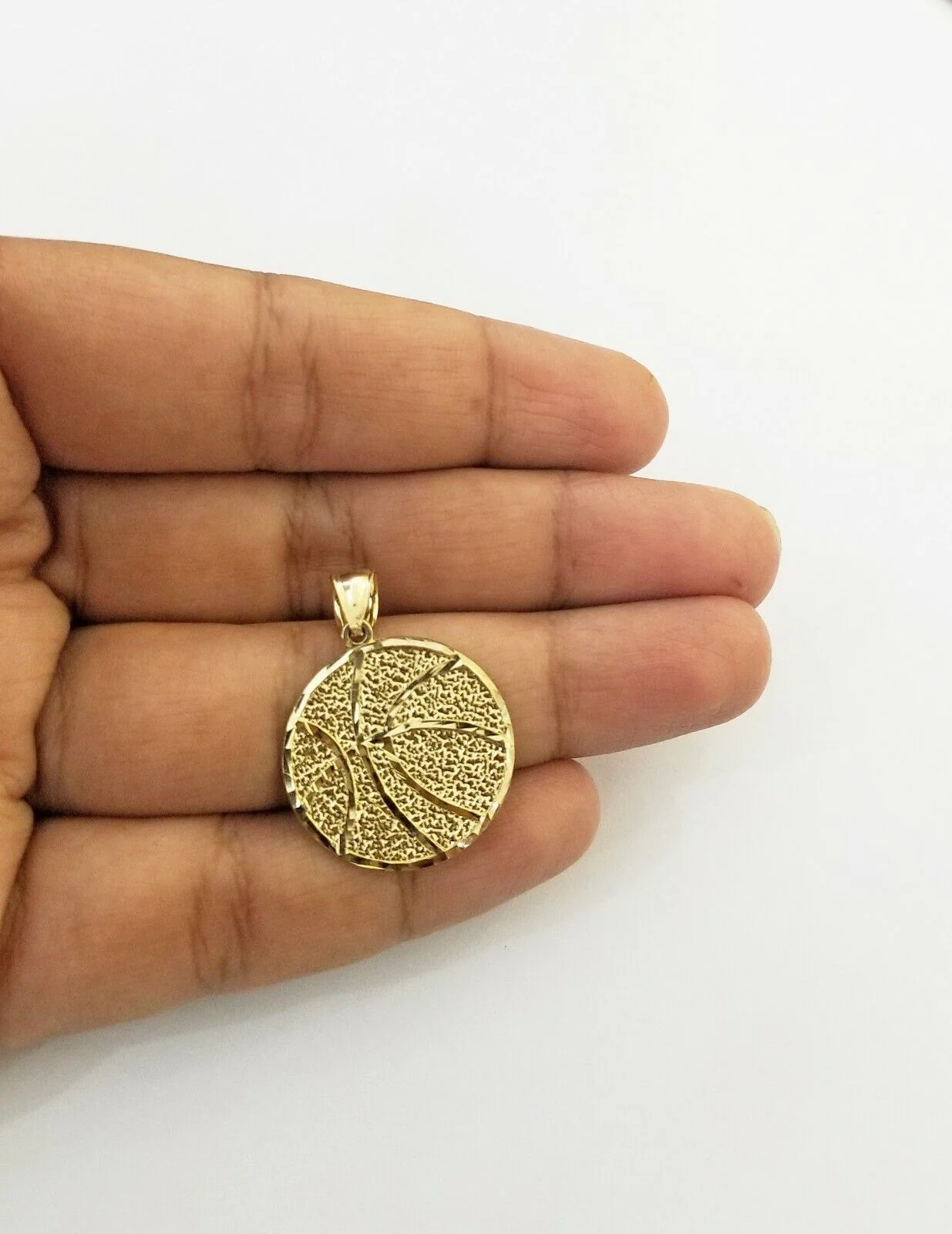 10k Yellow Gold Basketball Charm Pendant 1 Inch 10kt Real Gold