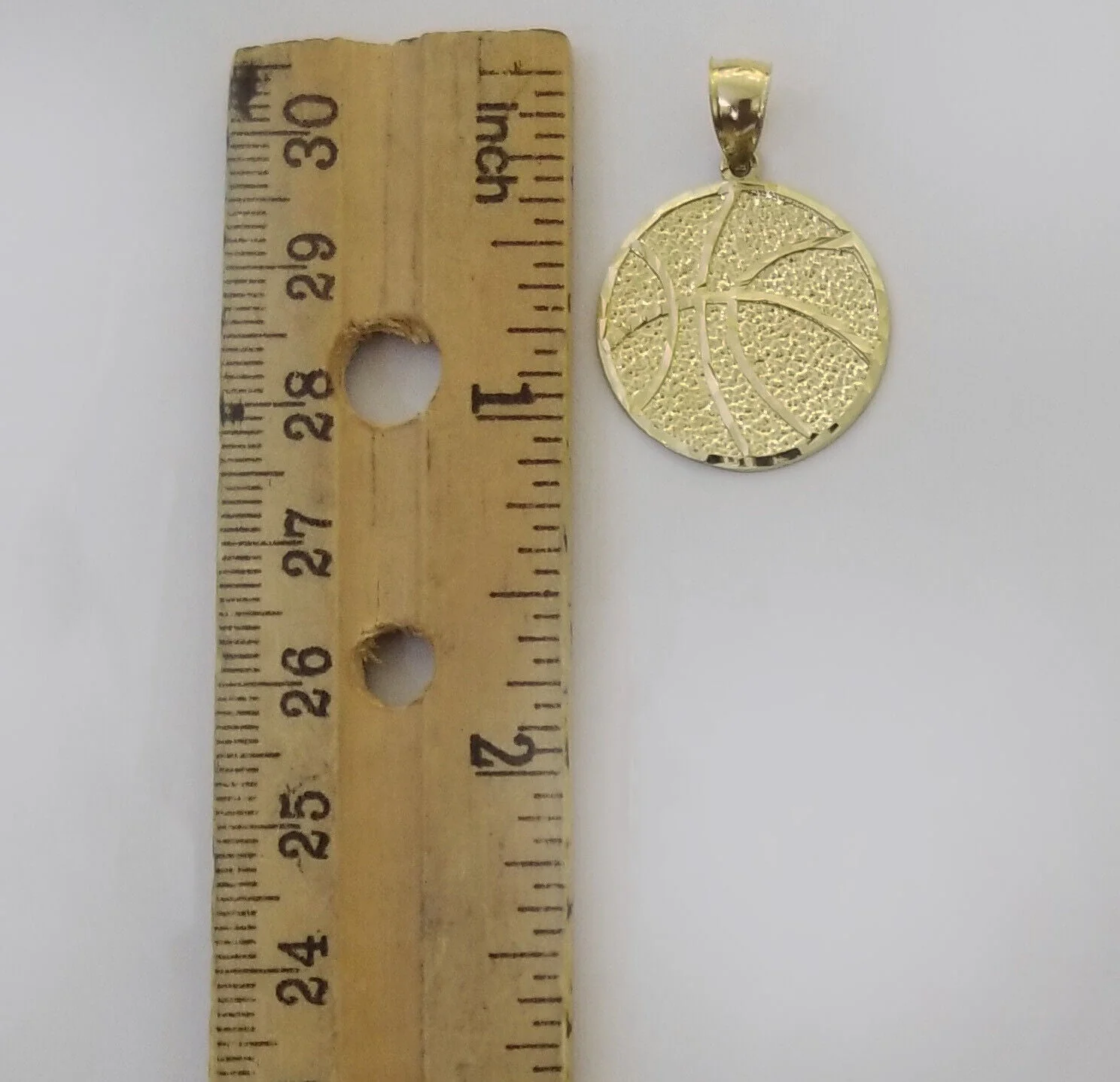 10k Yellow Gold Basketball Charm Pendant 1 Inch 10kt Real Gold - Image 3