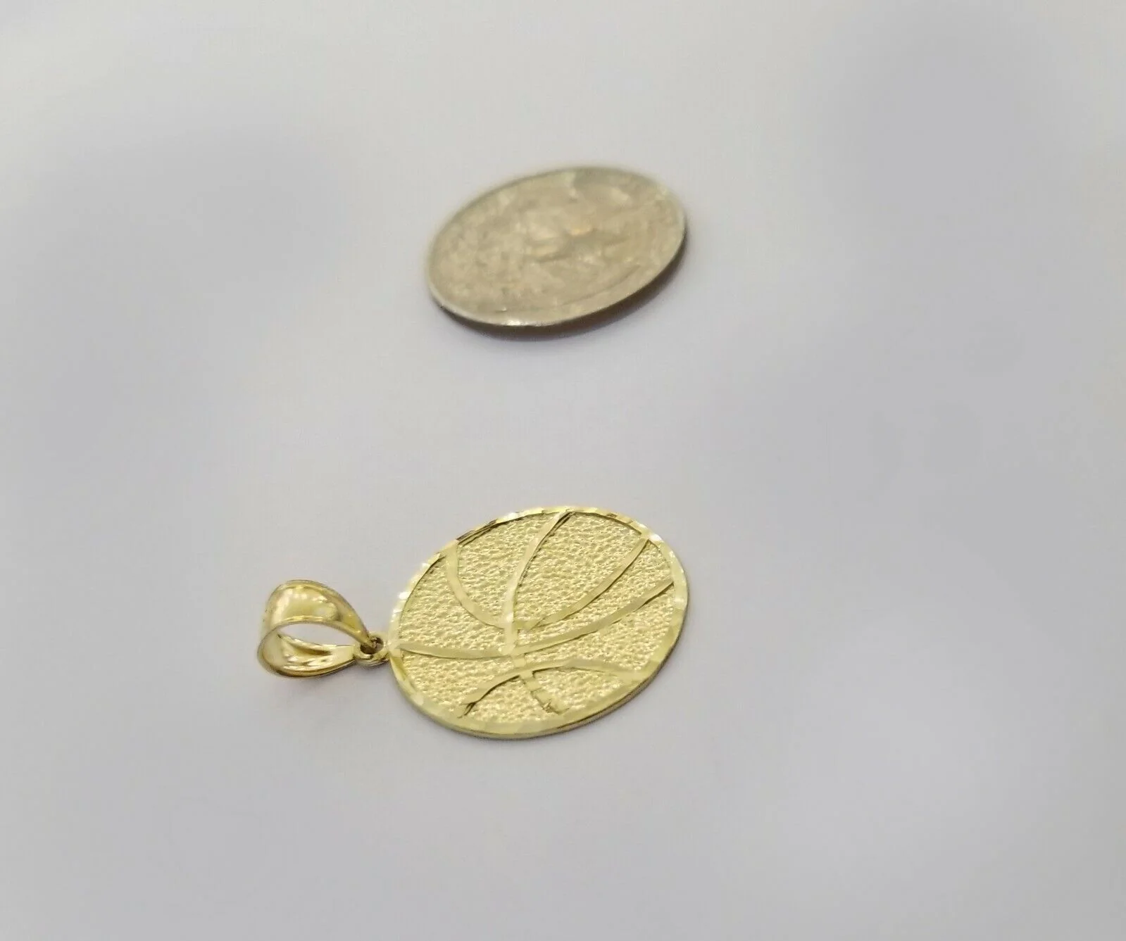 10k Yellow Gold Basketball Charm Pendant 1 Inch 10kt Real Gold - Image 5