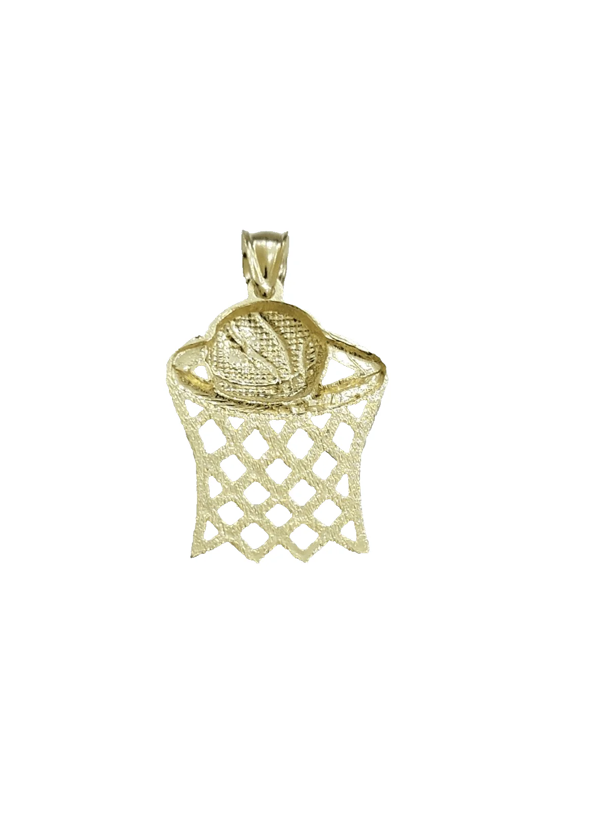 10k Yellow Gold Basketball Net Charm Pendant 1'' Inch Diamond Cut Real 10kt - Image 7