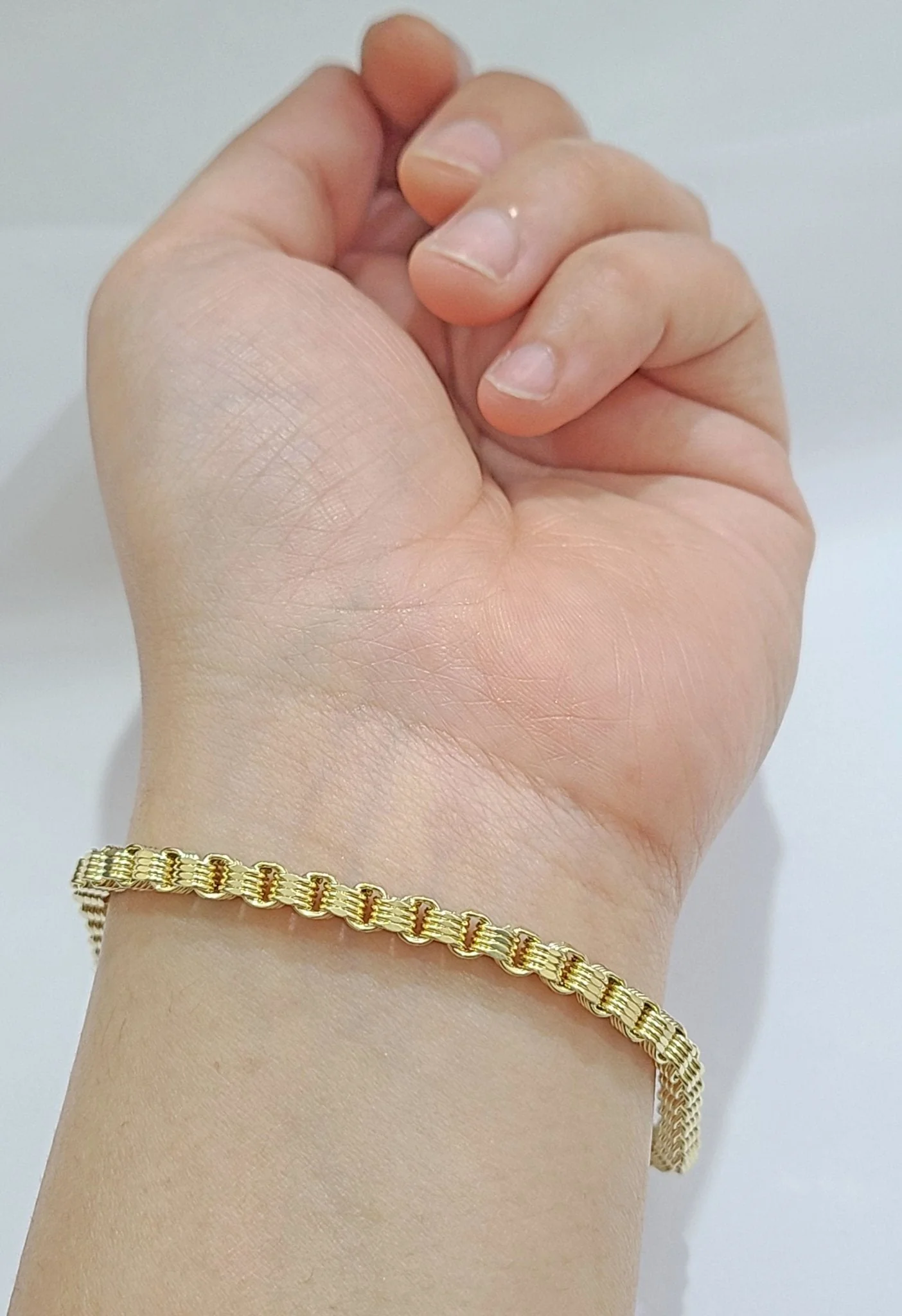 10k Yellow Gold Box Byzantine Bracelet 4mm Unisex 9.5" inch Real 10kt Men Women - Image 4