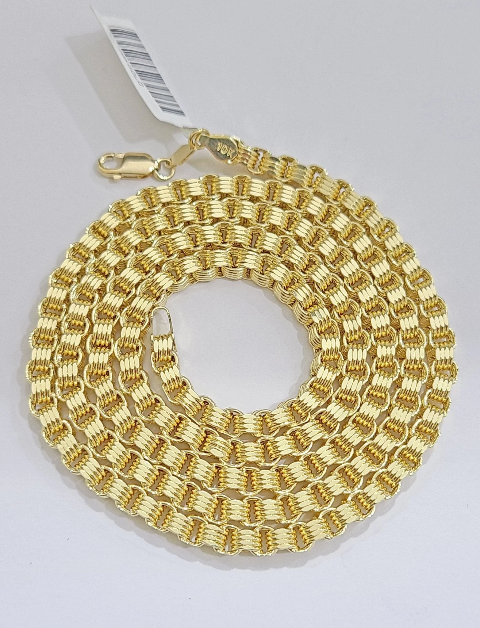 10K Yellow Gold Box Byzantine Chain Necklace 26'' Inch 4mm Real 10kt Lobster Lock - Image 2