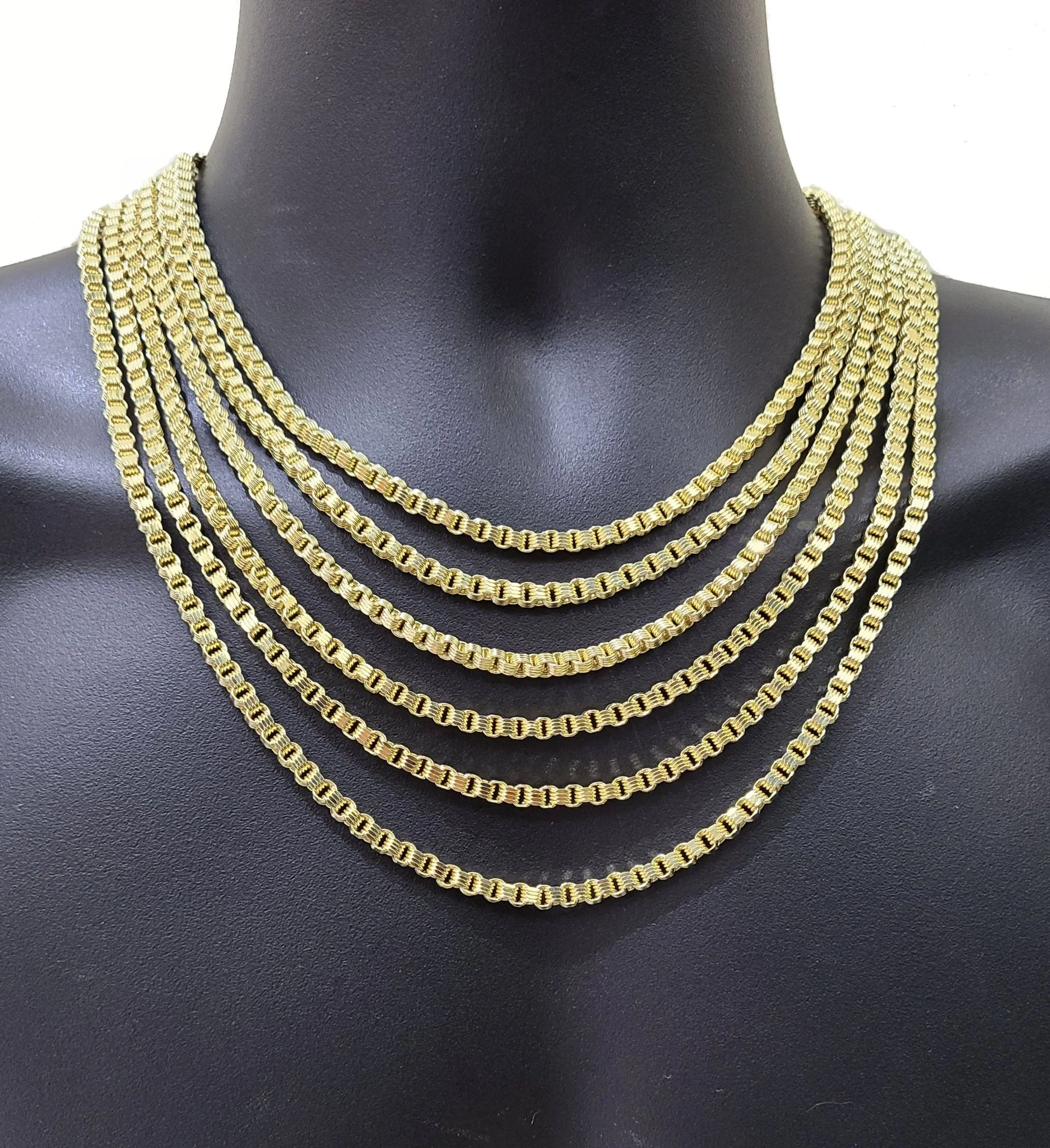 10K Yellow Gold Box Byzantine Chain Necklace 24'' Inch 4mm Real 10kt Lobster Lock - Image 5