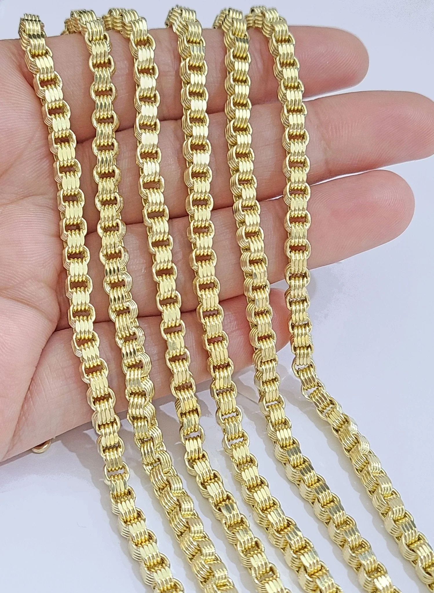 10K Yellow Gold Box Byzantine Chain Necklace 24'' Inch 4mm Real 10kt Lobster Lock - Image 6