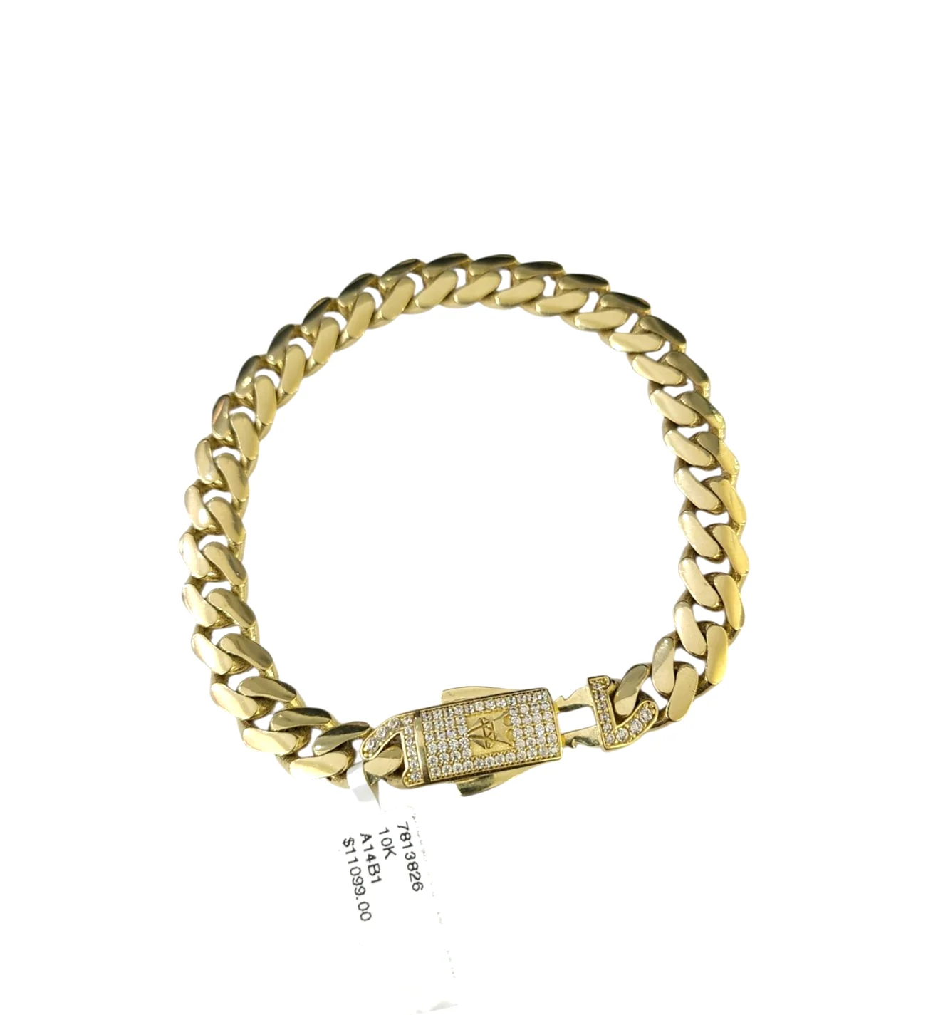 10k Yellow Gold Bracelet 8.5 Inch Royal Monaco Cuban Link 10mm Mens Box Clasp