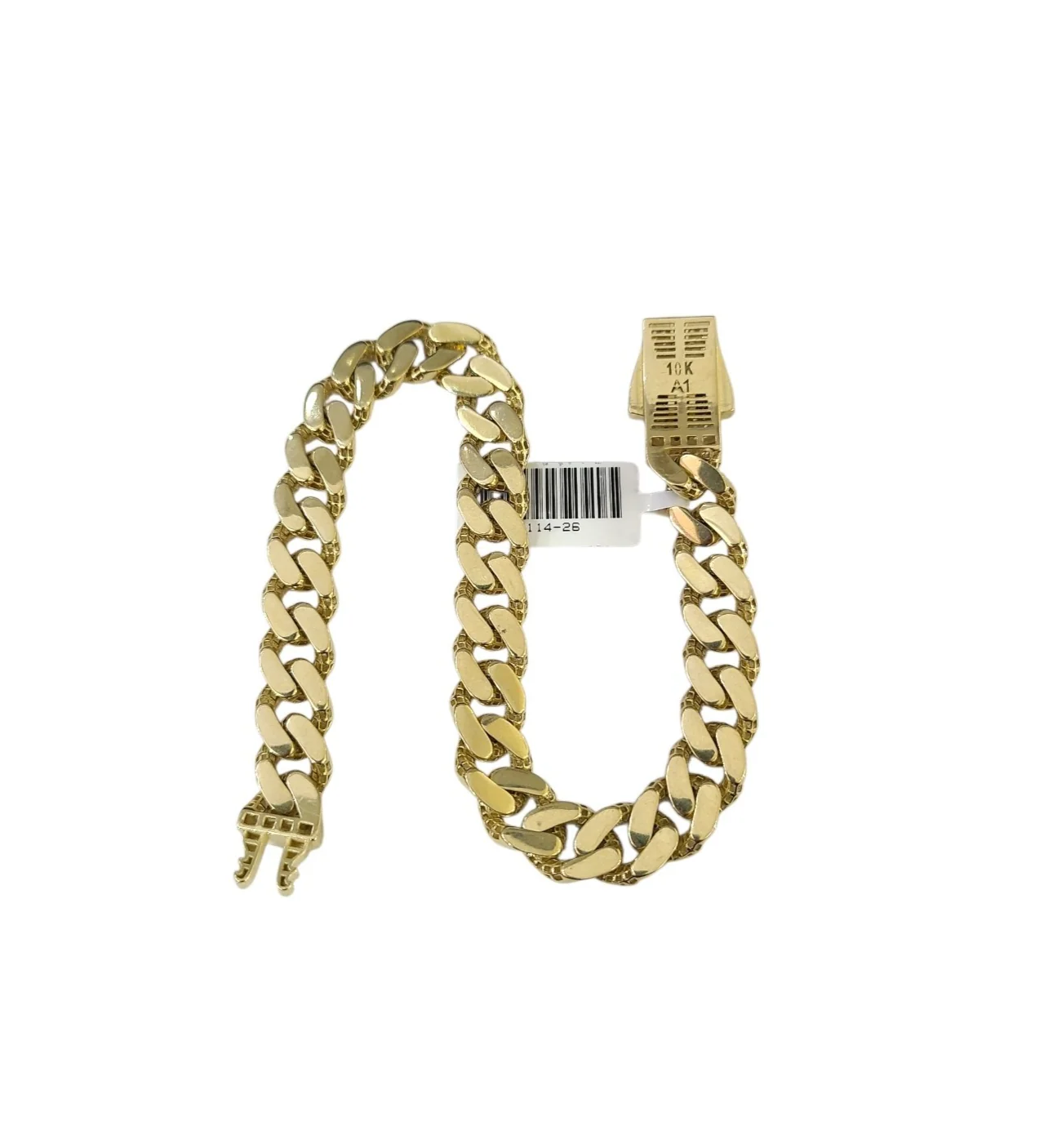 10k Yellow Gold Bracelet 8.5 Inch Royal Monaco Cuban Link 10mm Mens Box Clasp - Image 7