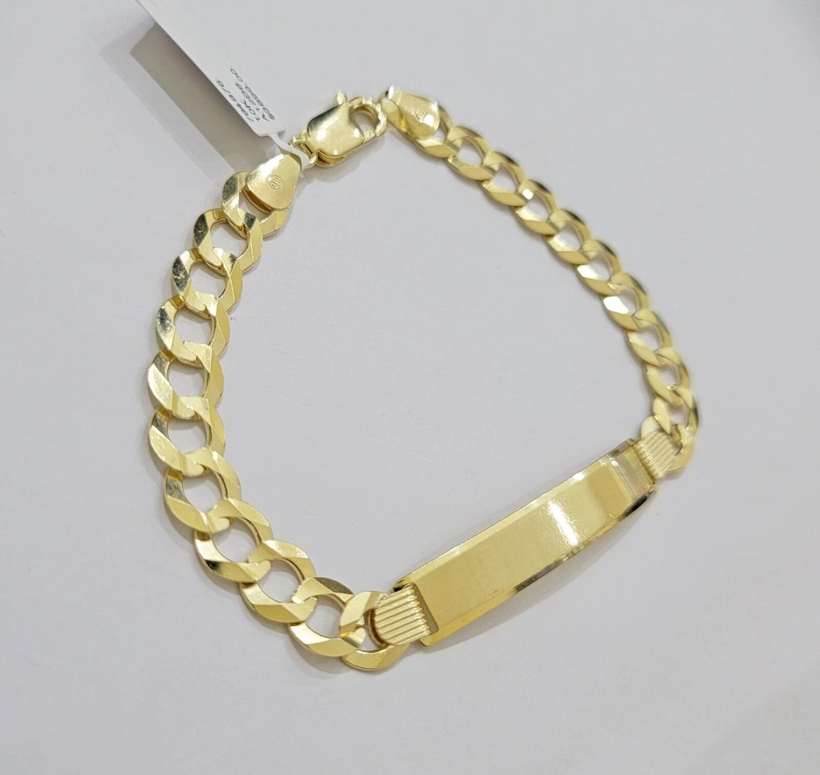 10k Yellow Gold Bracelet ID Cuban Curb Link 9.5mm 8.5 Inch Name Plate SOLID REAL - Image 4