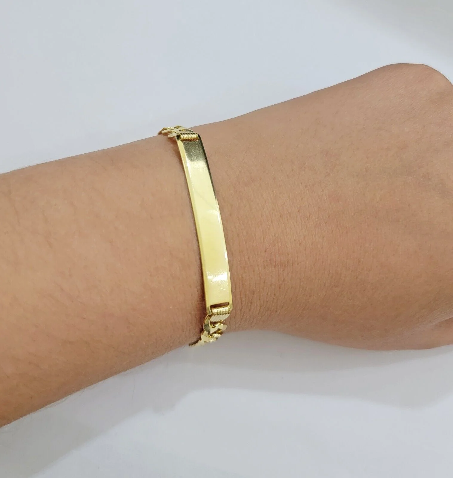 10k Yellow Gold Bracelet ID Cuban Curb Link SOLID 7mm 8 Inch REAL 10k Name Plate