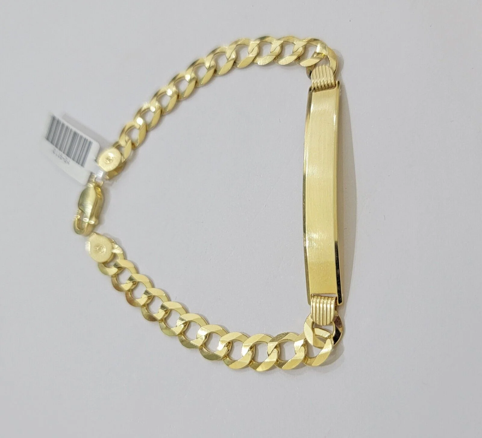 10k Yellow Gold Bracelet ID Cuban Curb Link SOLID 7mm 8 Inch REAL 10k Name Plate - Image 4
