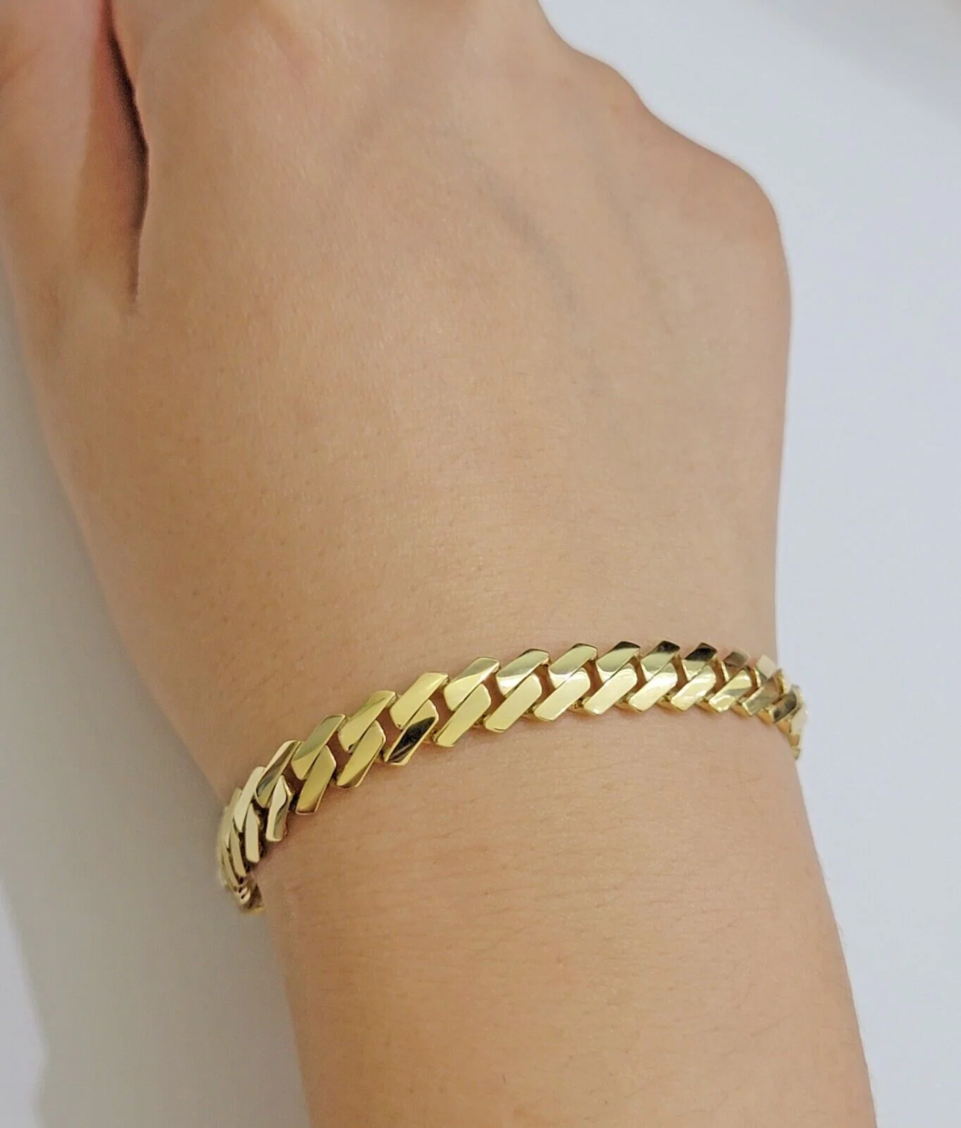 10k Yellow Gold Bracelet Ladies 7.25 Inch Royal Monaco Cuban Link 7mm For Women - Image 9