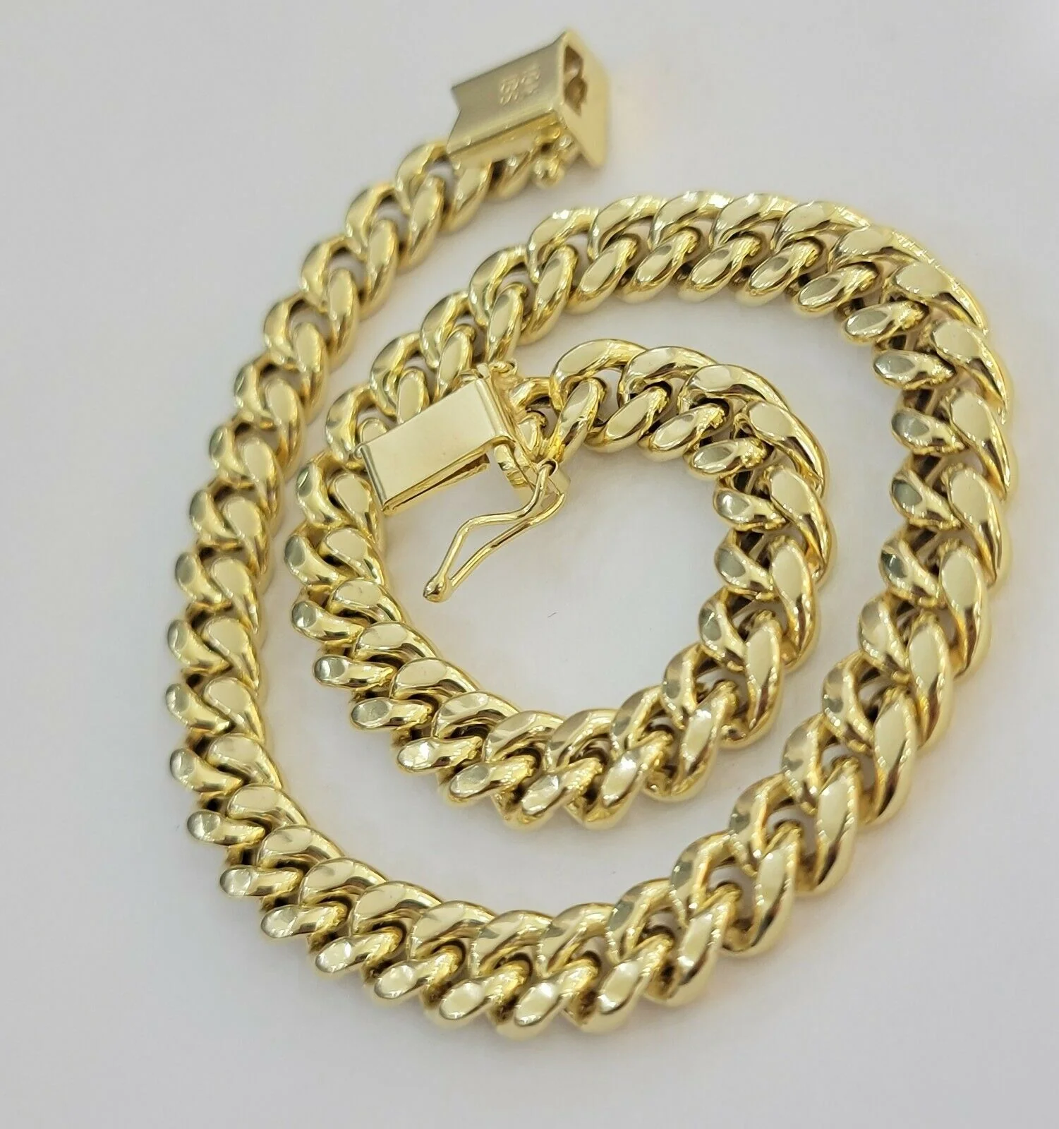 10k Yellow Gold Bracelet Miami Cuban Link 7.5" 7mm REAL 10 kt men &Women, STRONG - Image 3